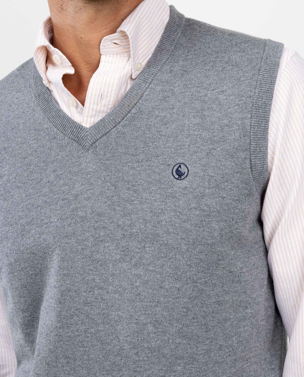 Colete de Malha Lisa Cinzento-claro-4