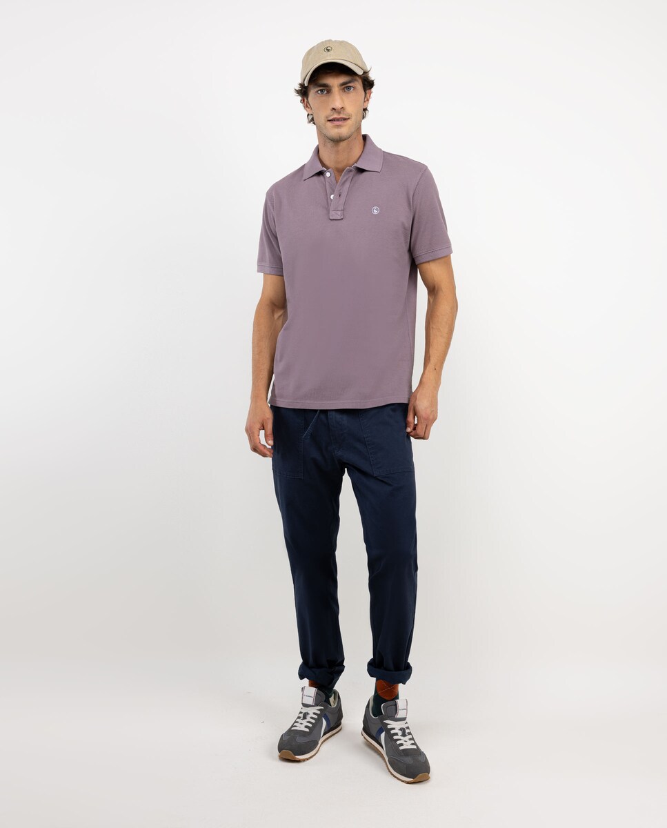 Polo de Manga Curta Liso Lilás-2