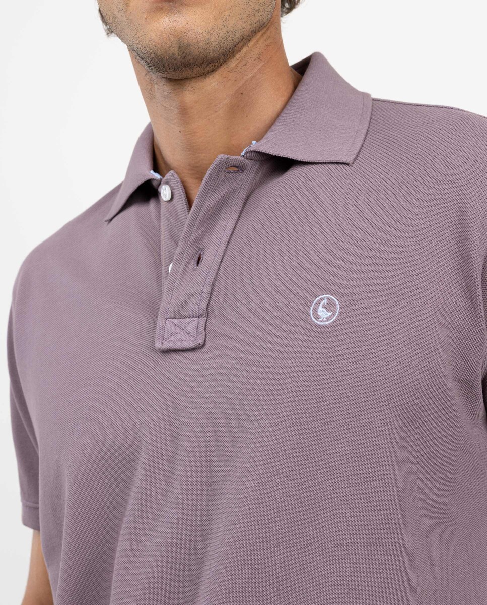 Polo de Manga Curta Liso Lilás-4