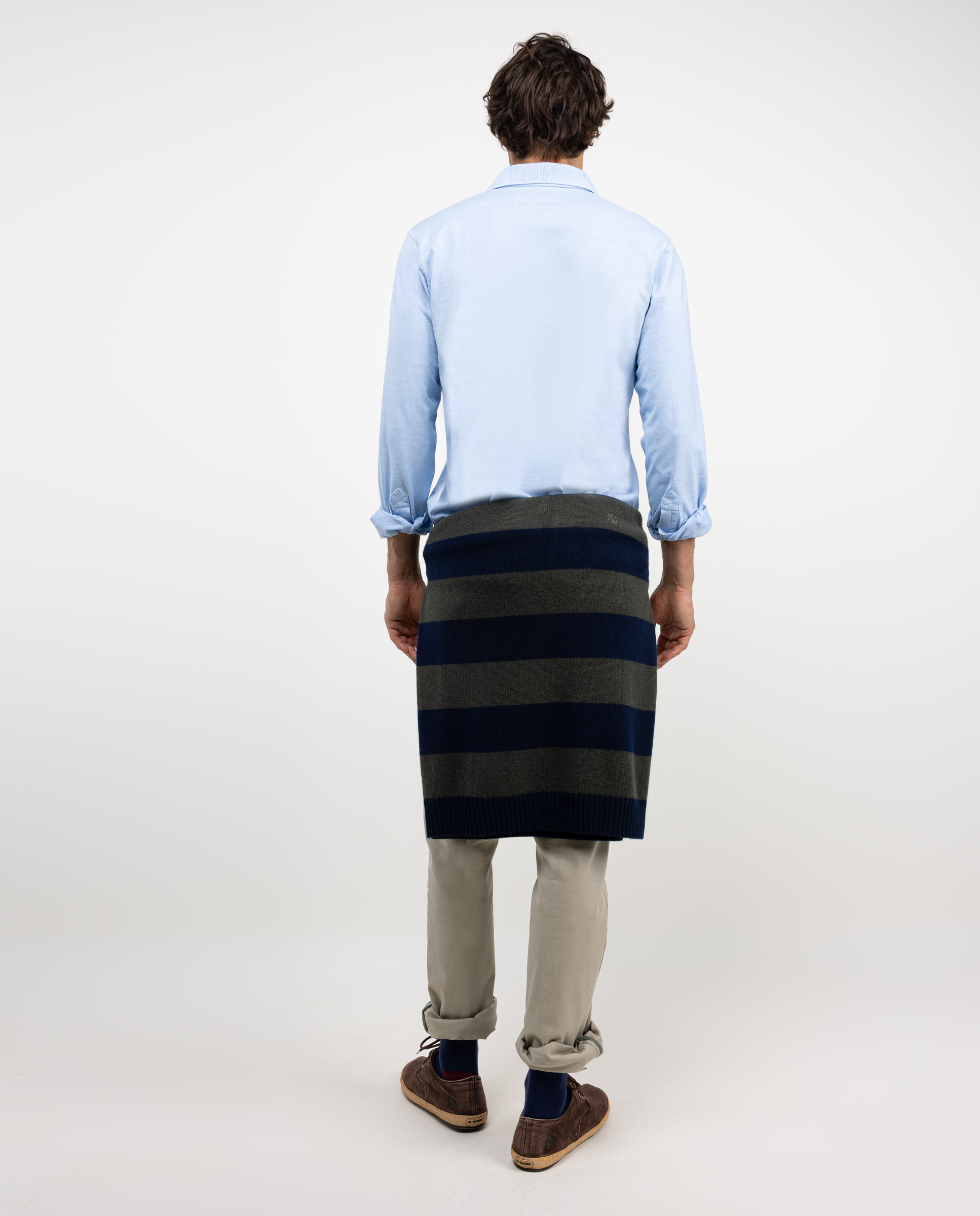 Polo de Manga Comprida Liso Azul-4