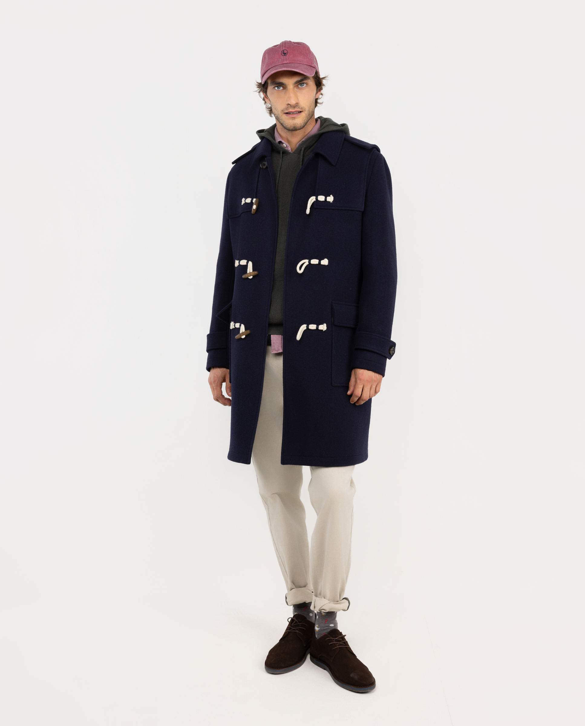 Trenca Lisa de Lã Azul-2