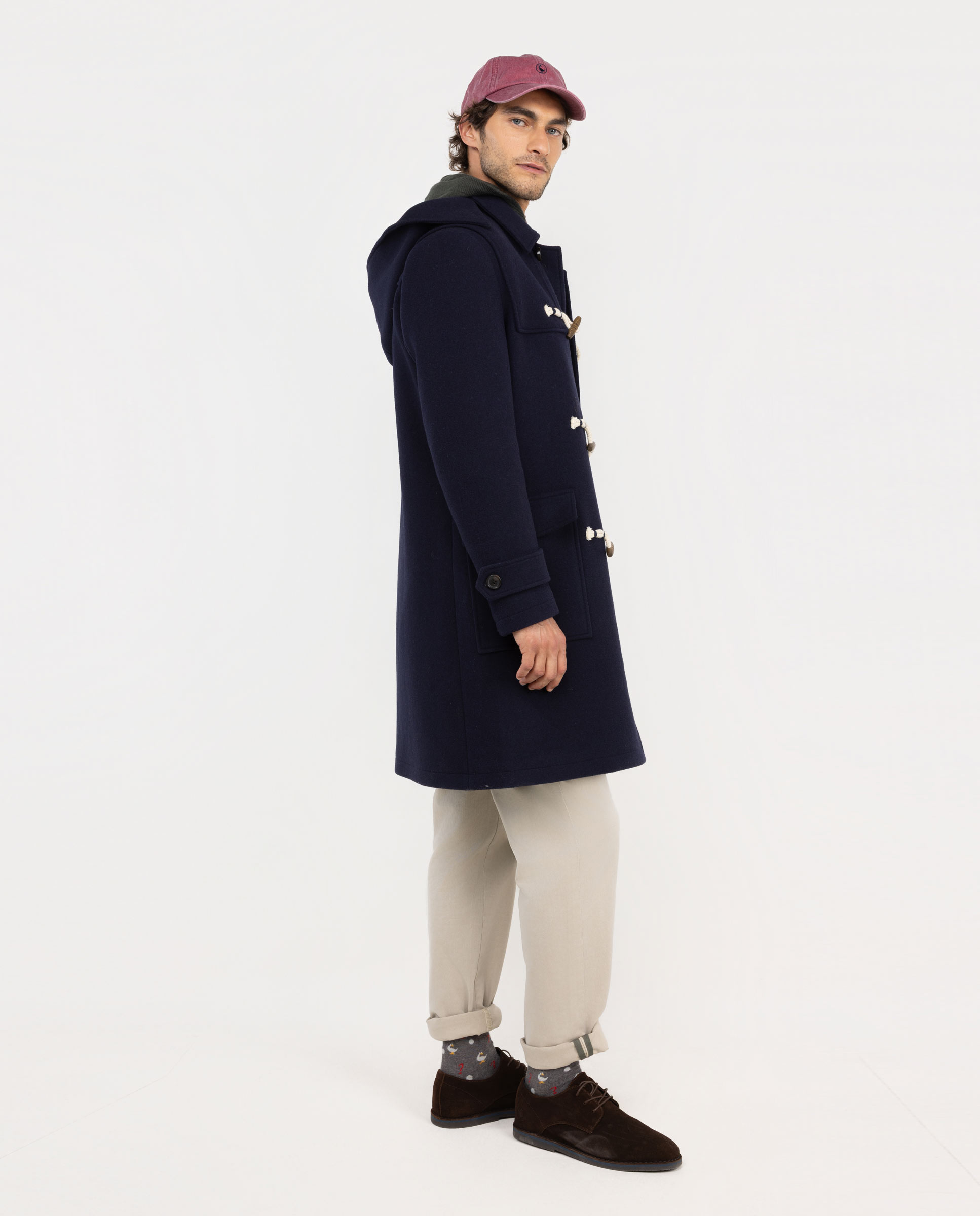 Trenca Lisa de Lã Azul-3