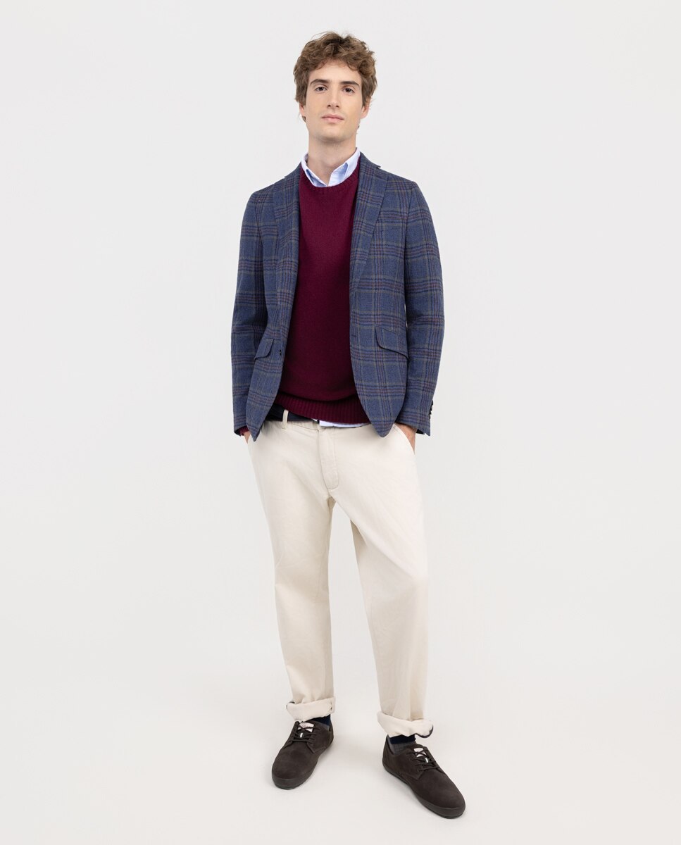 Blazer em Lã Edição Limitada Aos Quadrados Cinzento-2