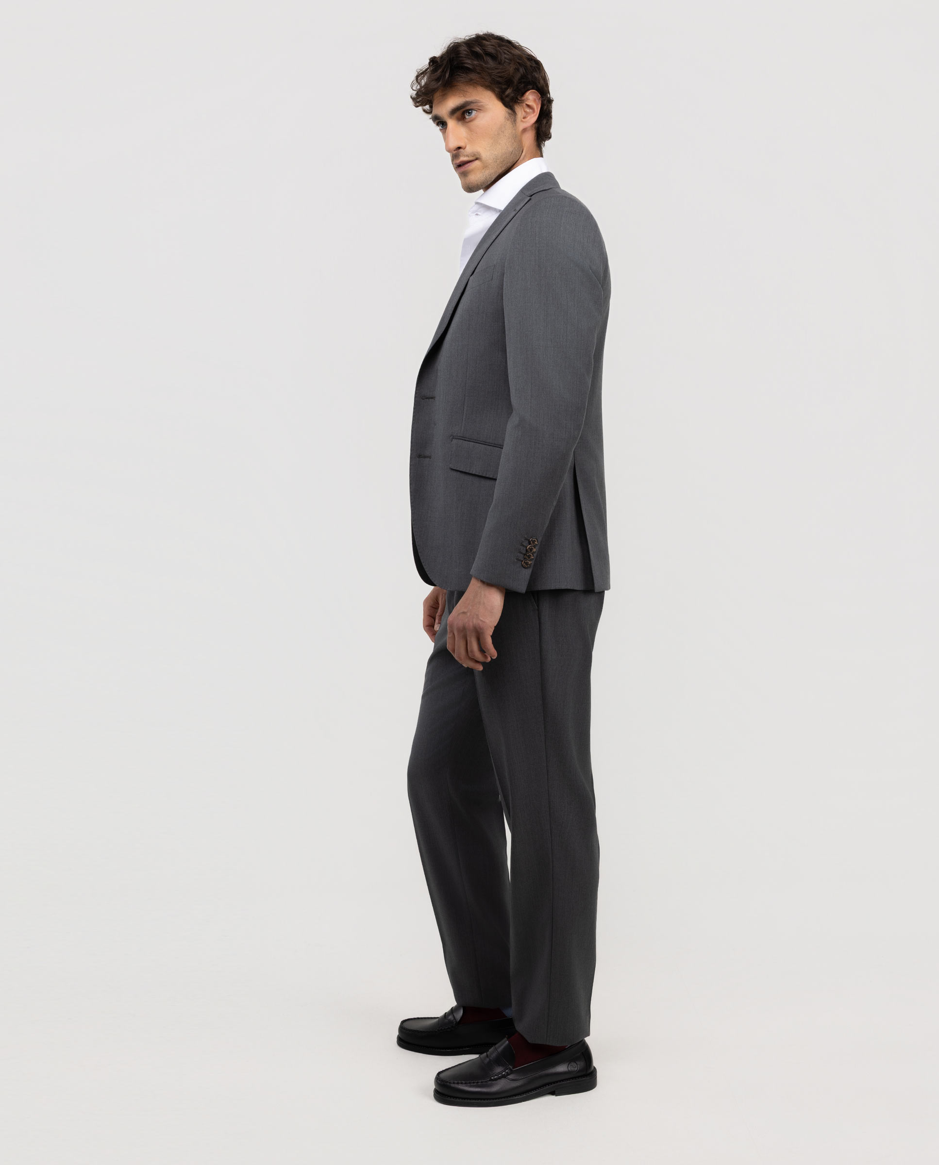 Blazer Coordenado Liso Lavável Cinzento-3
