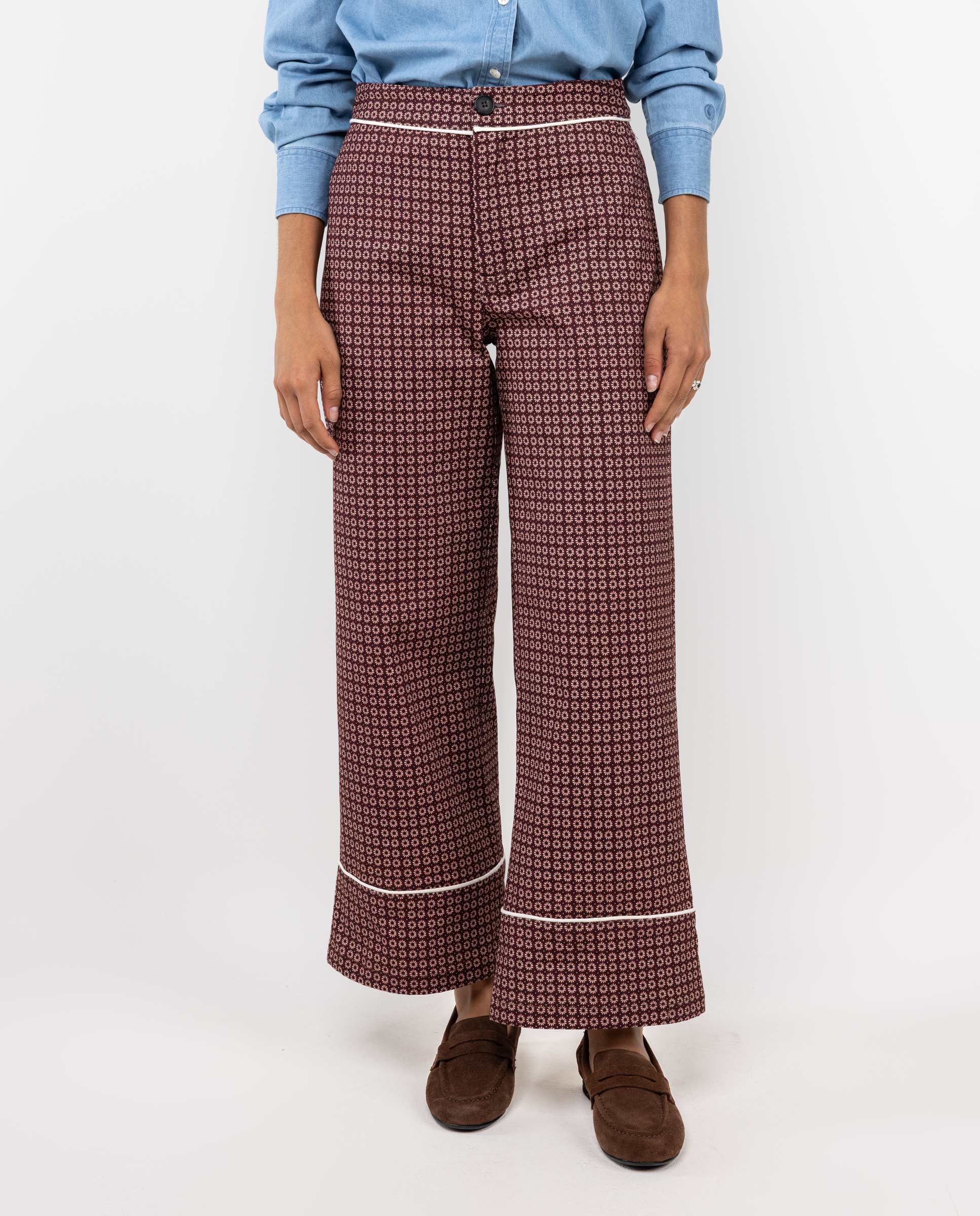 Imagem 0 de Calças com Estampado de Flores Palazzo