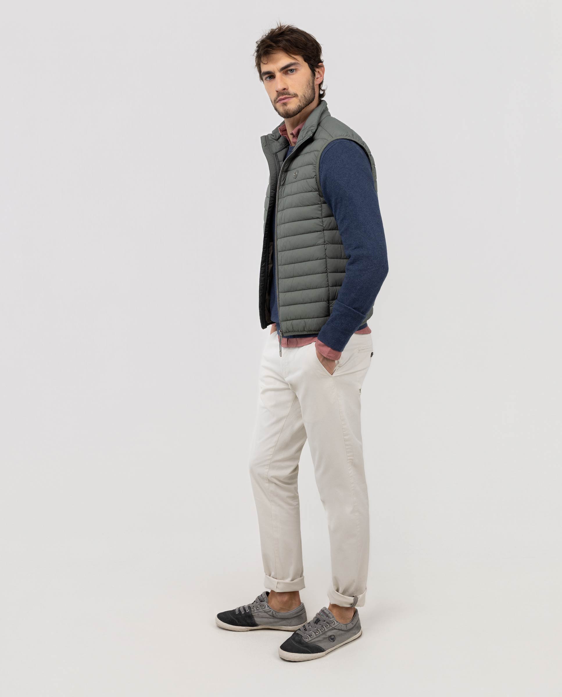 Colete Acolchoado Liso Verde-claro-3