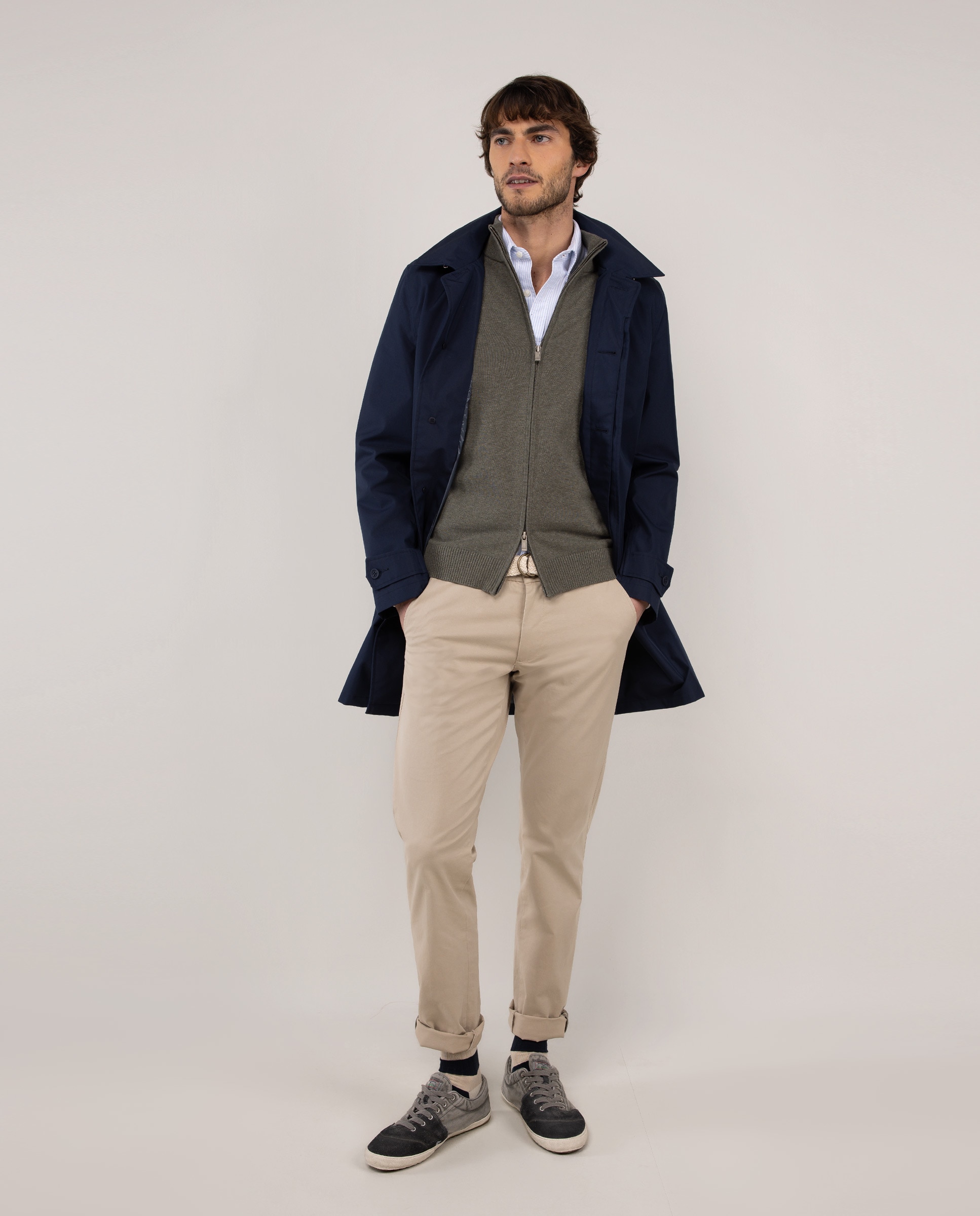 Gabardina Lisa Acolchoada Azul-marinho-2