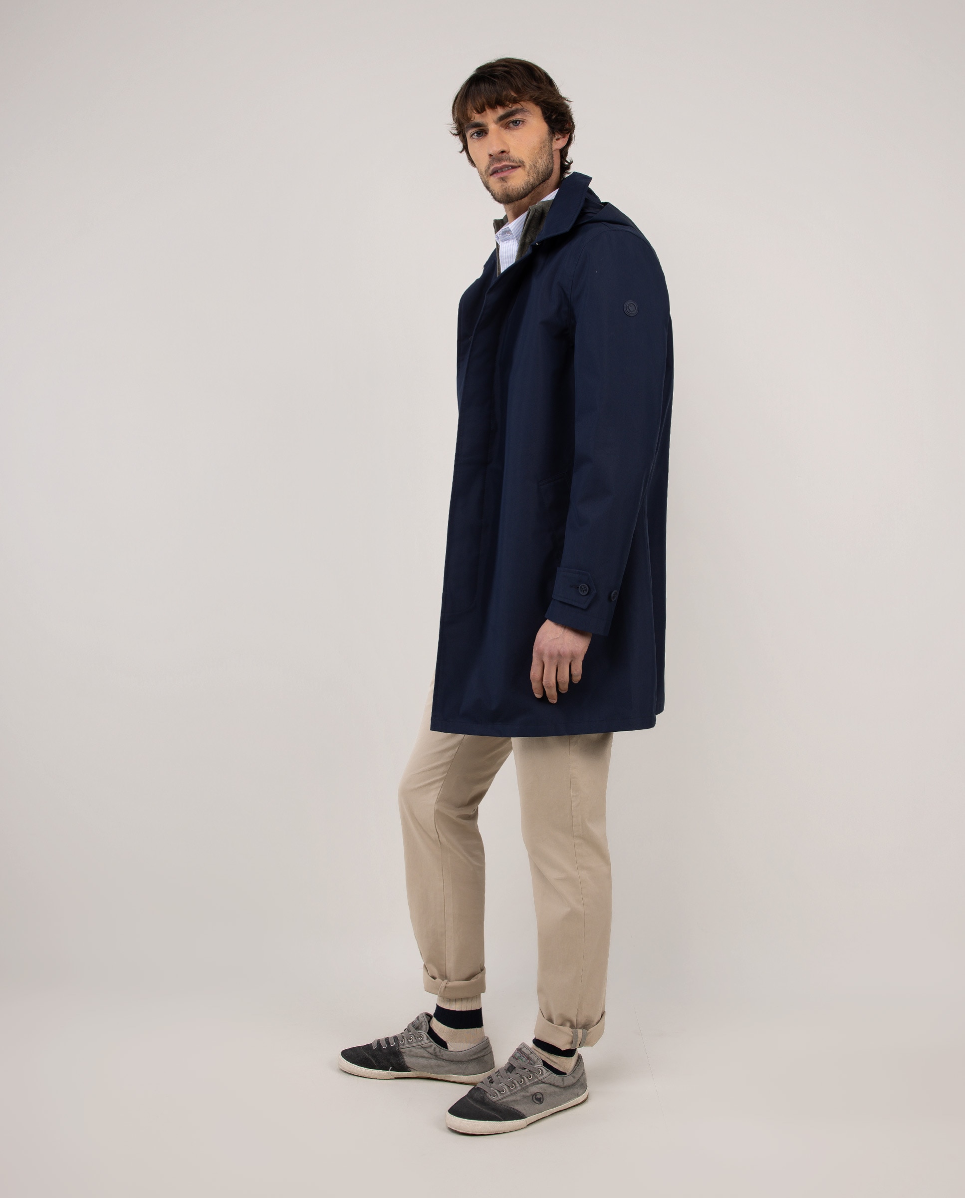 Gabardina Lisa Acolchoada Azul-marinho-3
