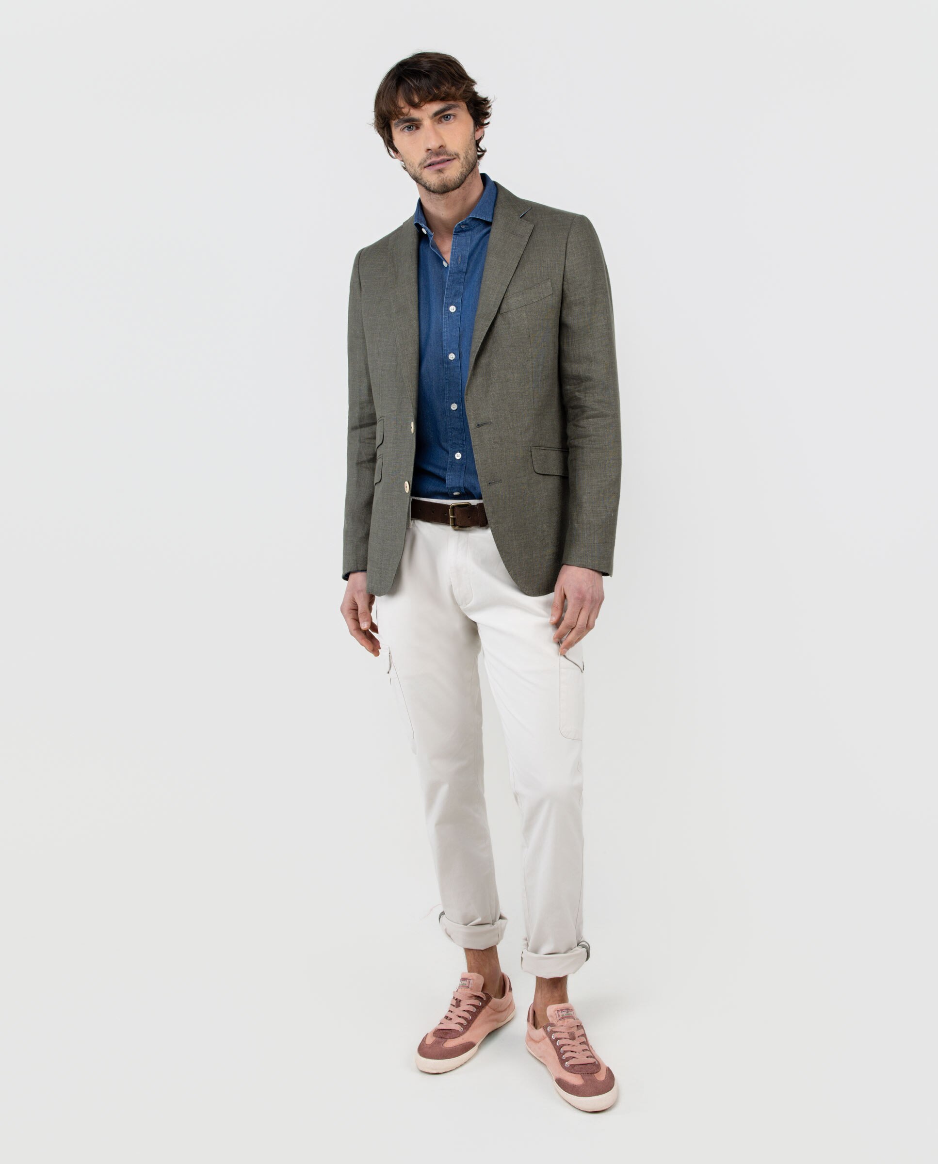 Blazer Liso de Linho Verde-2