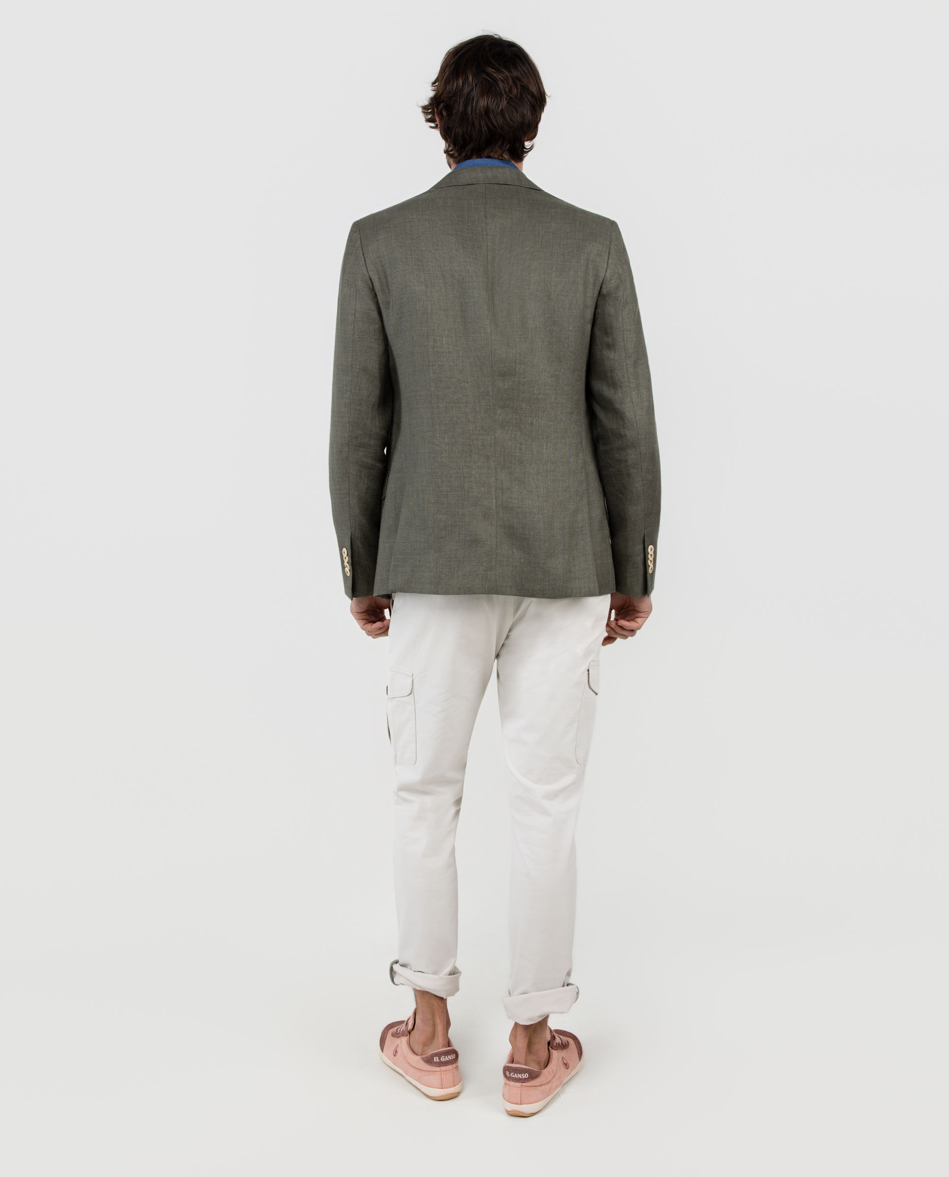 Blazer Liso de Linho Verde-4