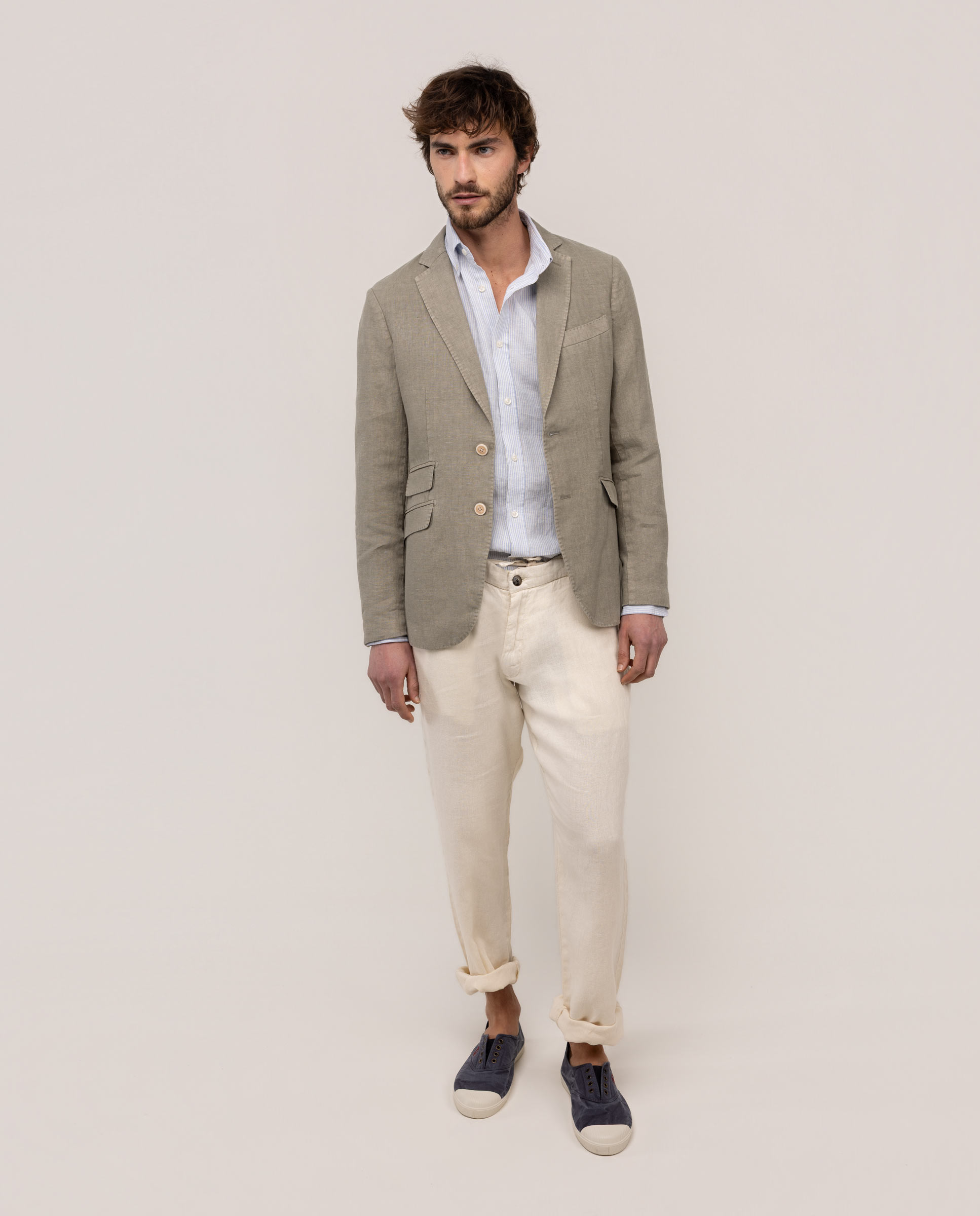 Blazer de Linho Garment Dyed Verde-2