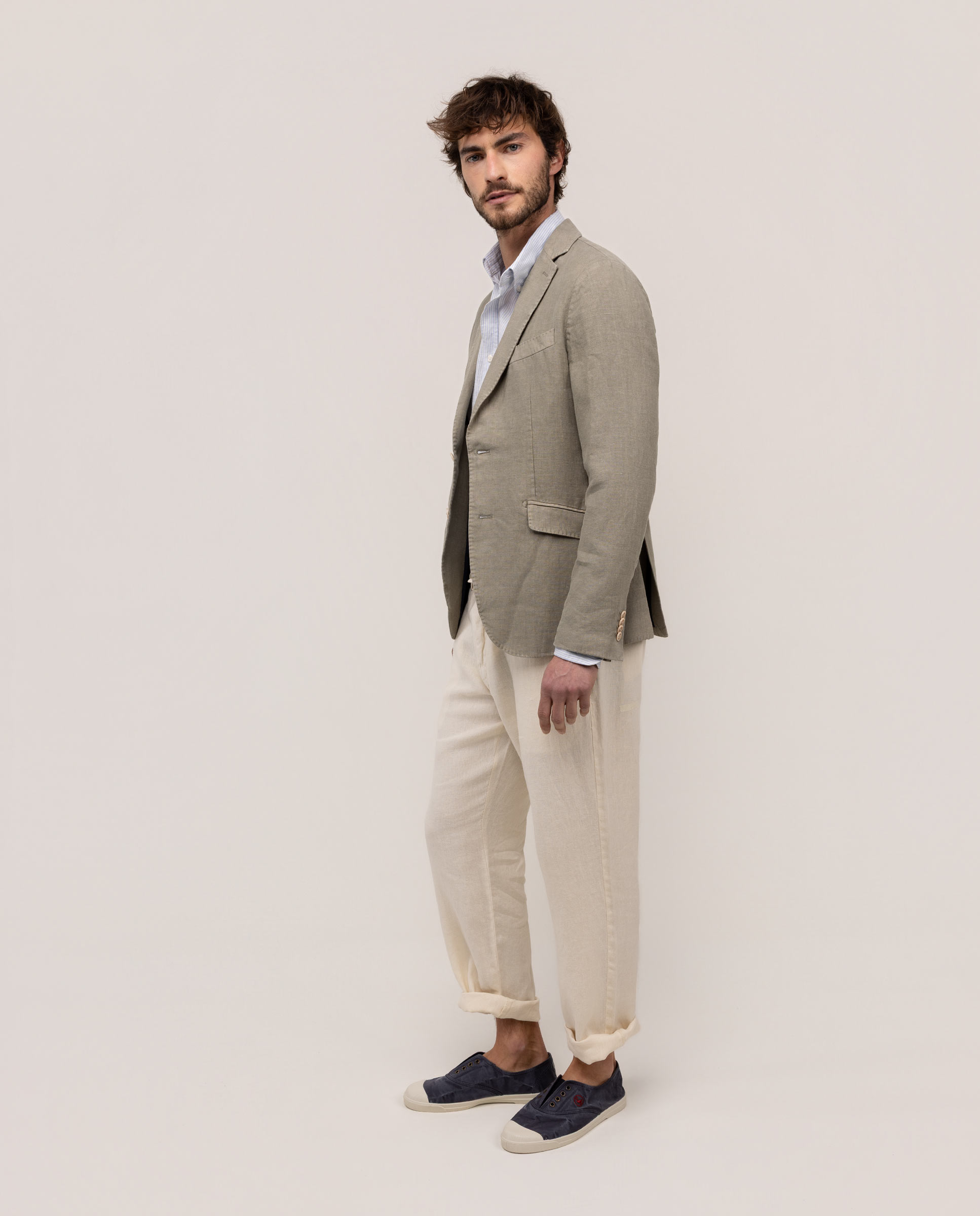 Blazer de Linho Garment Dyed Verde-3