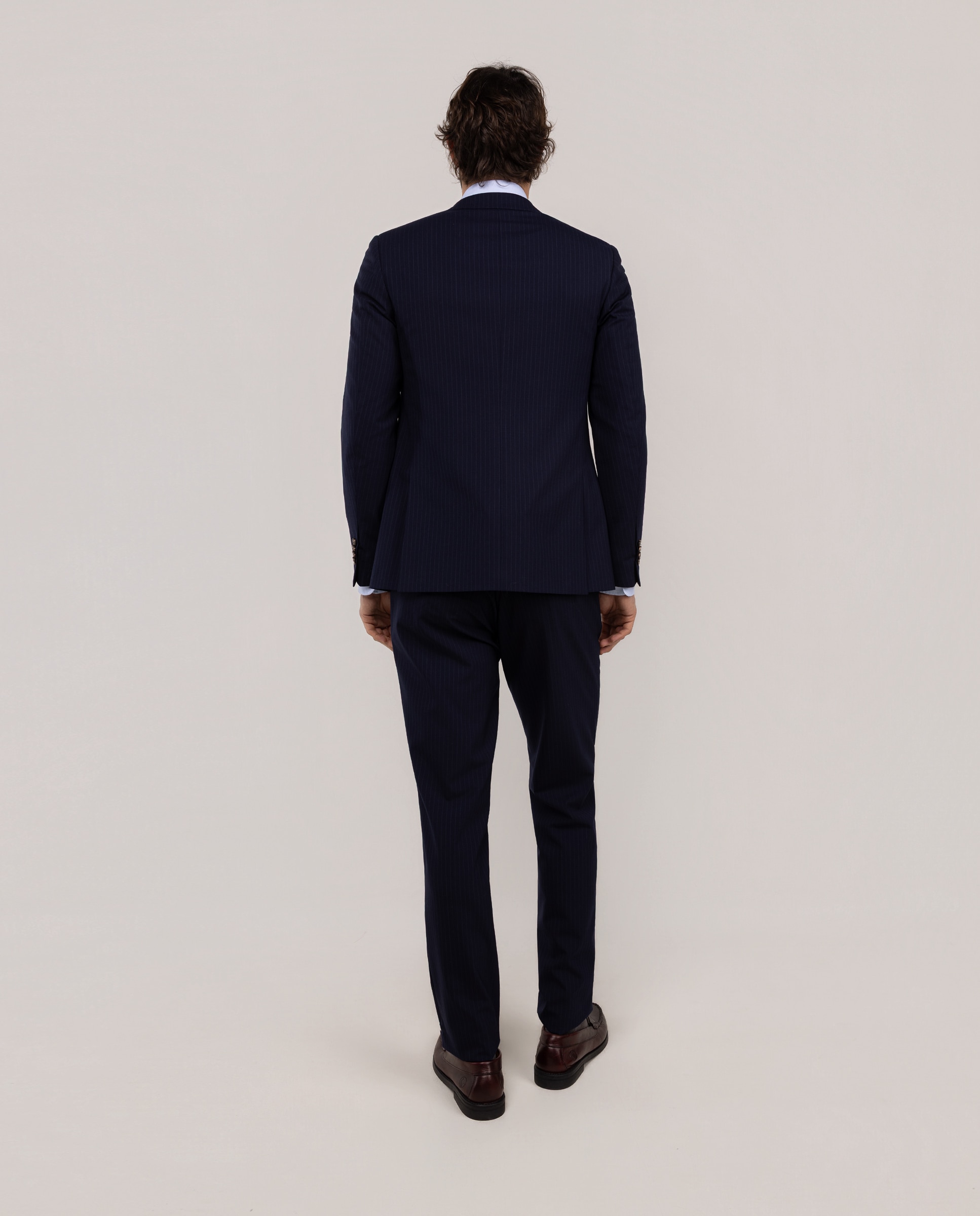 Blazer de Fato Lavável Às Riscas Azul-marinho-4