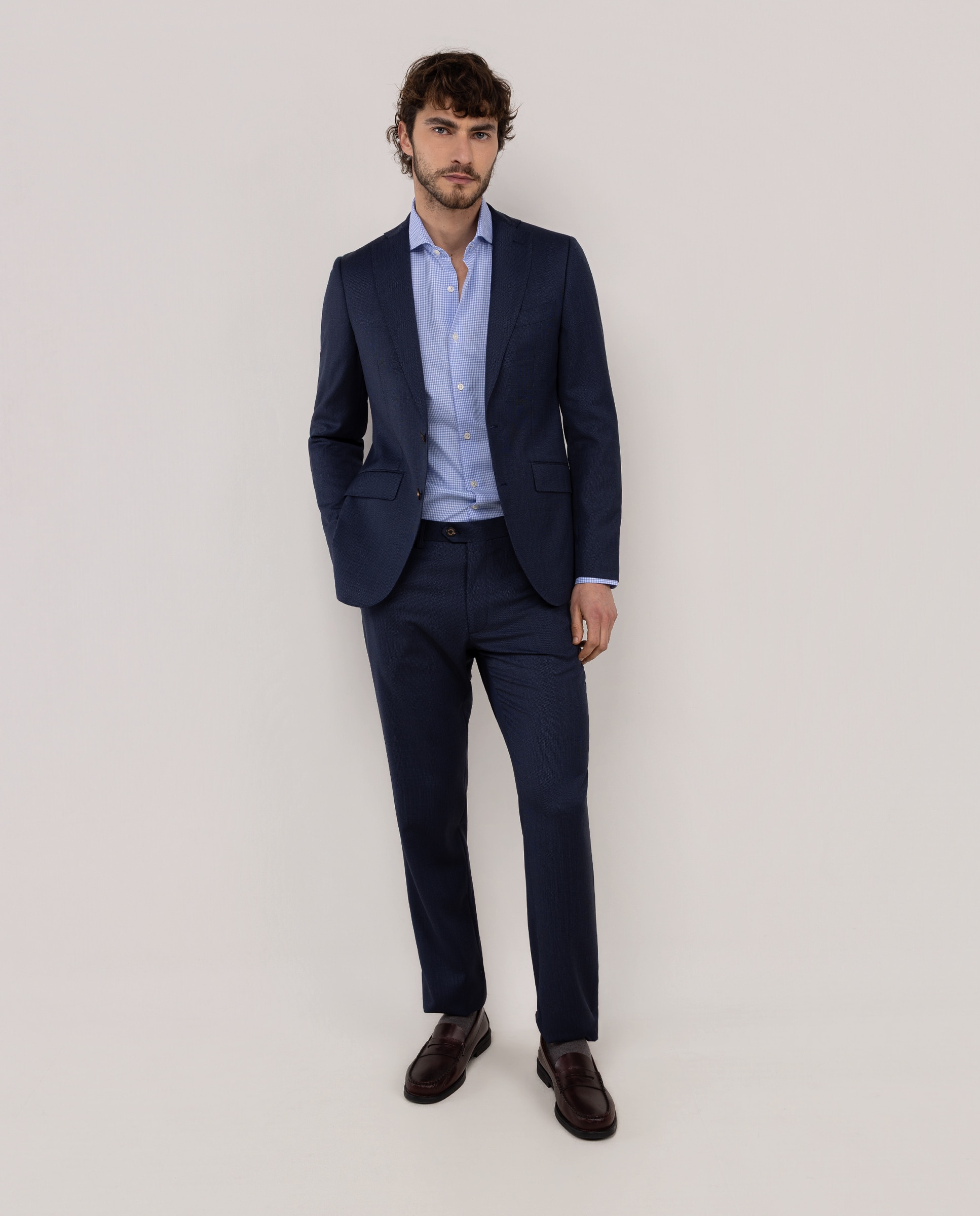 Blazer de Fato Lavável Olho de Perdiz Azul-marinho-2