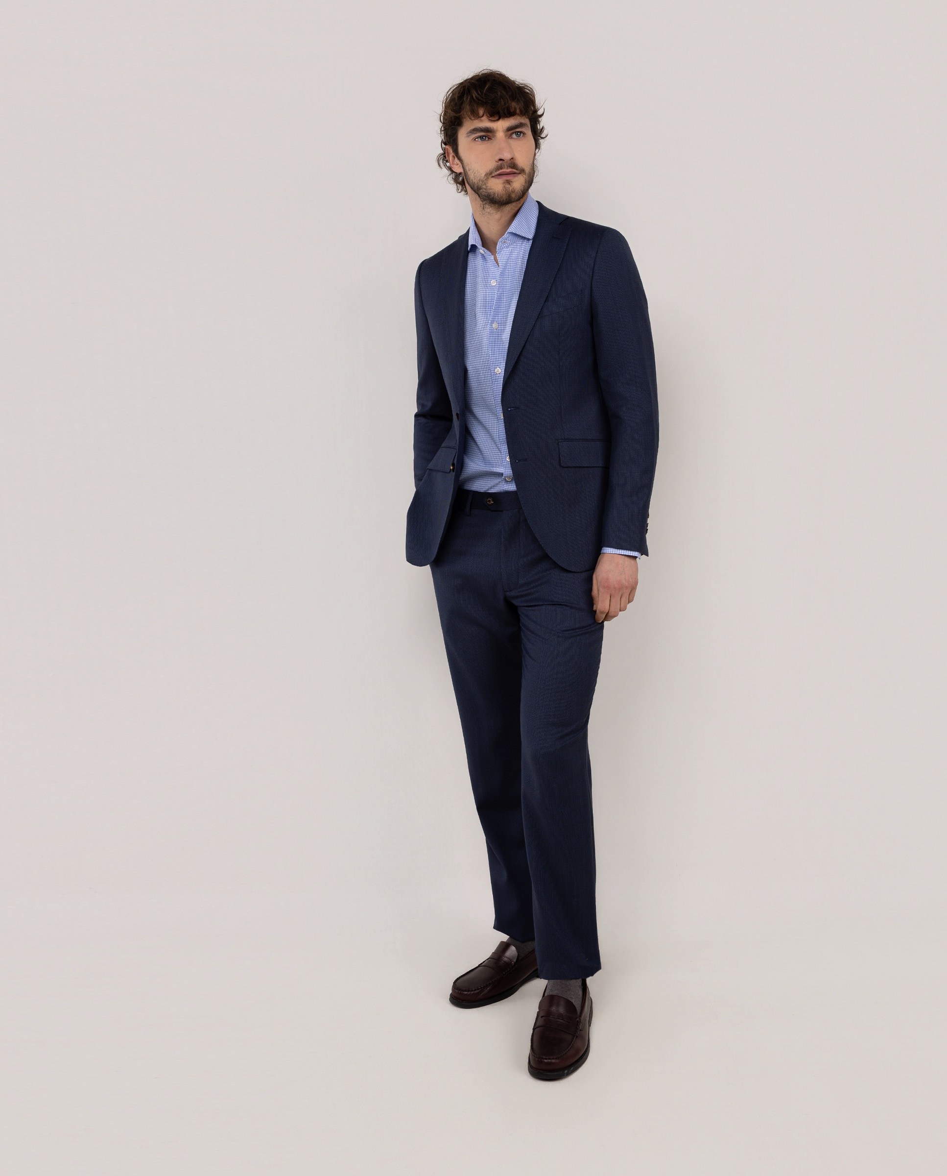 Blazer de Fato Lavável Olho de Perdiz Azul-marinho-3