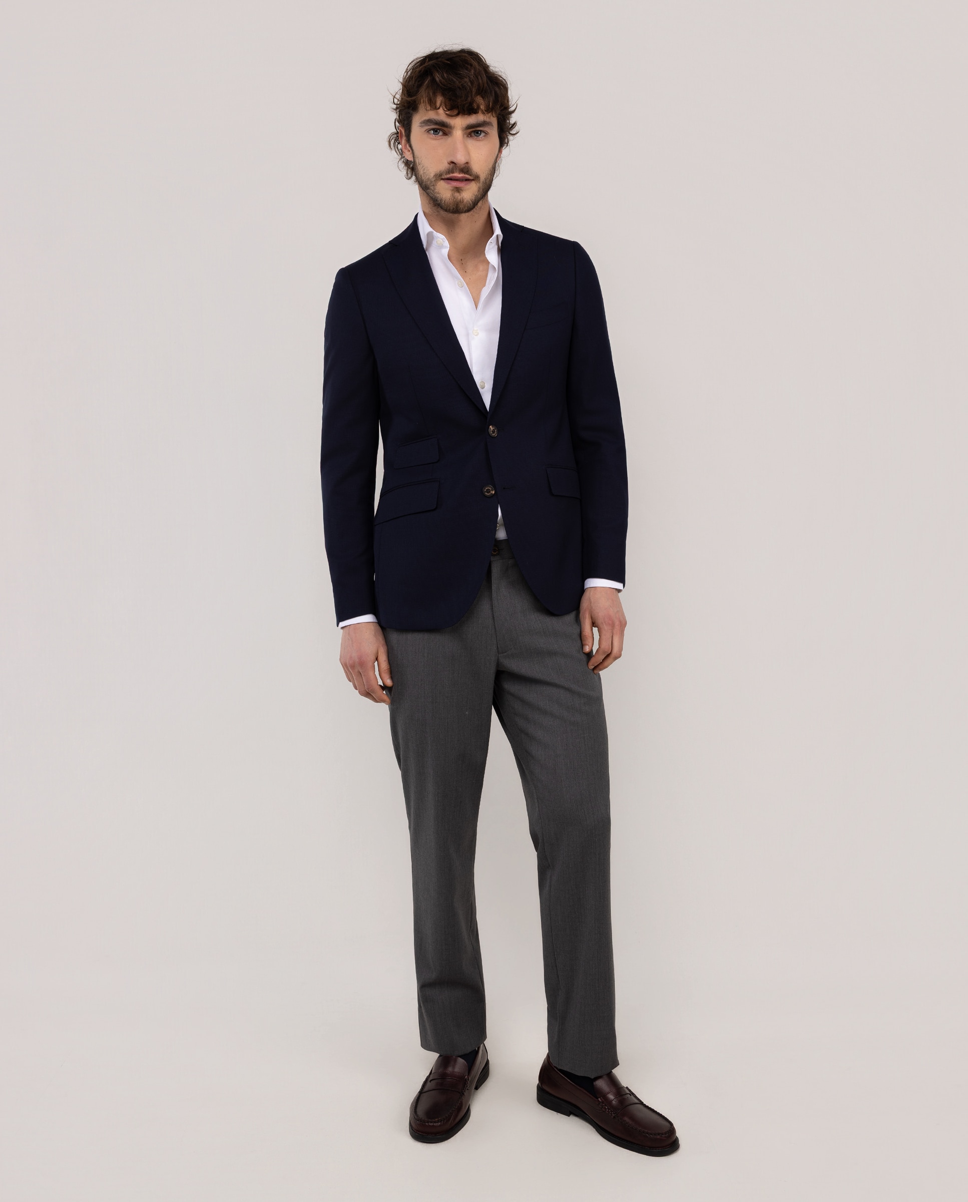 Blazer Liso de Estrutura Azul-marinho-2