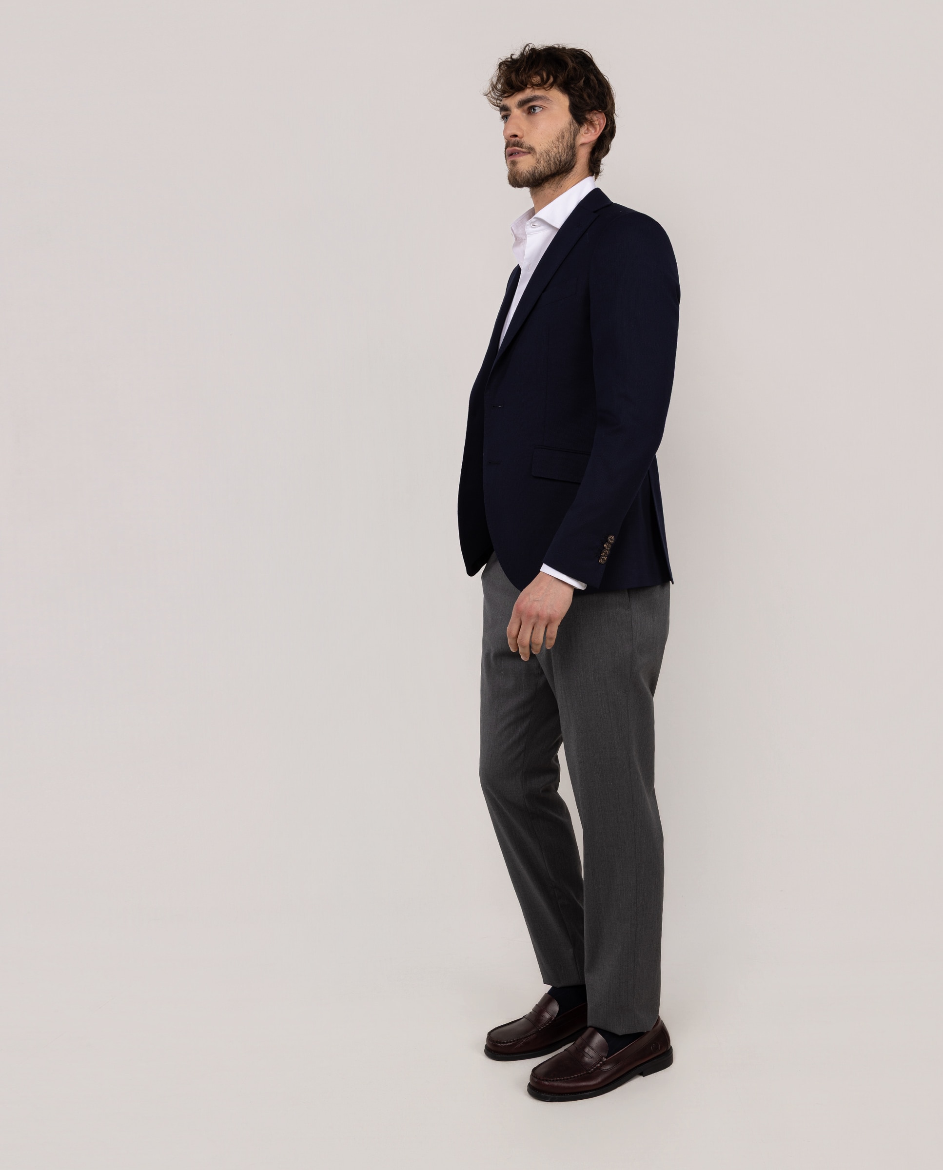 Blazer Liso de Estrutura Azul-marinho-3