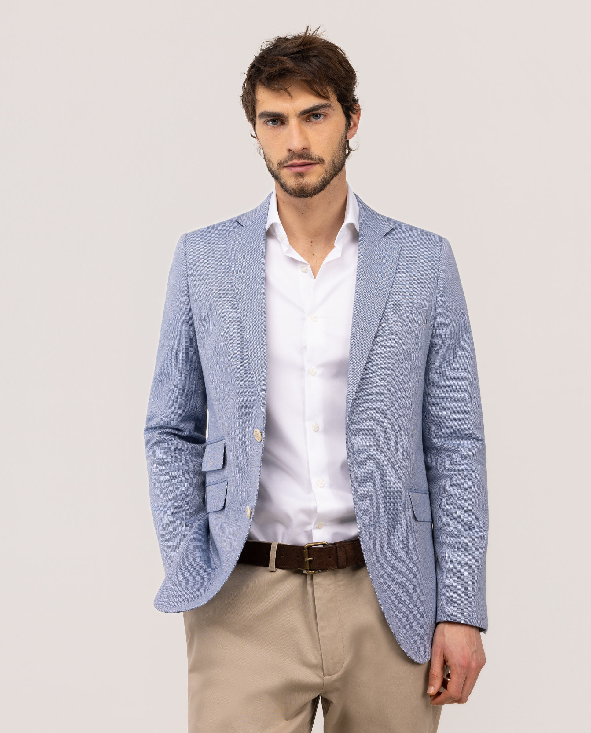 Blazer Oxford Liso Azul-1