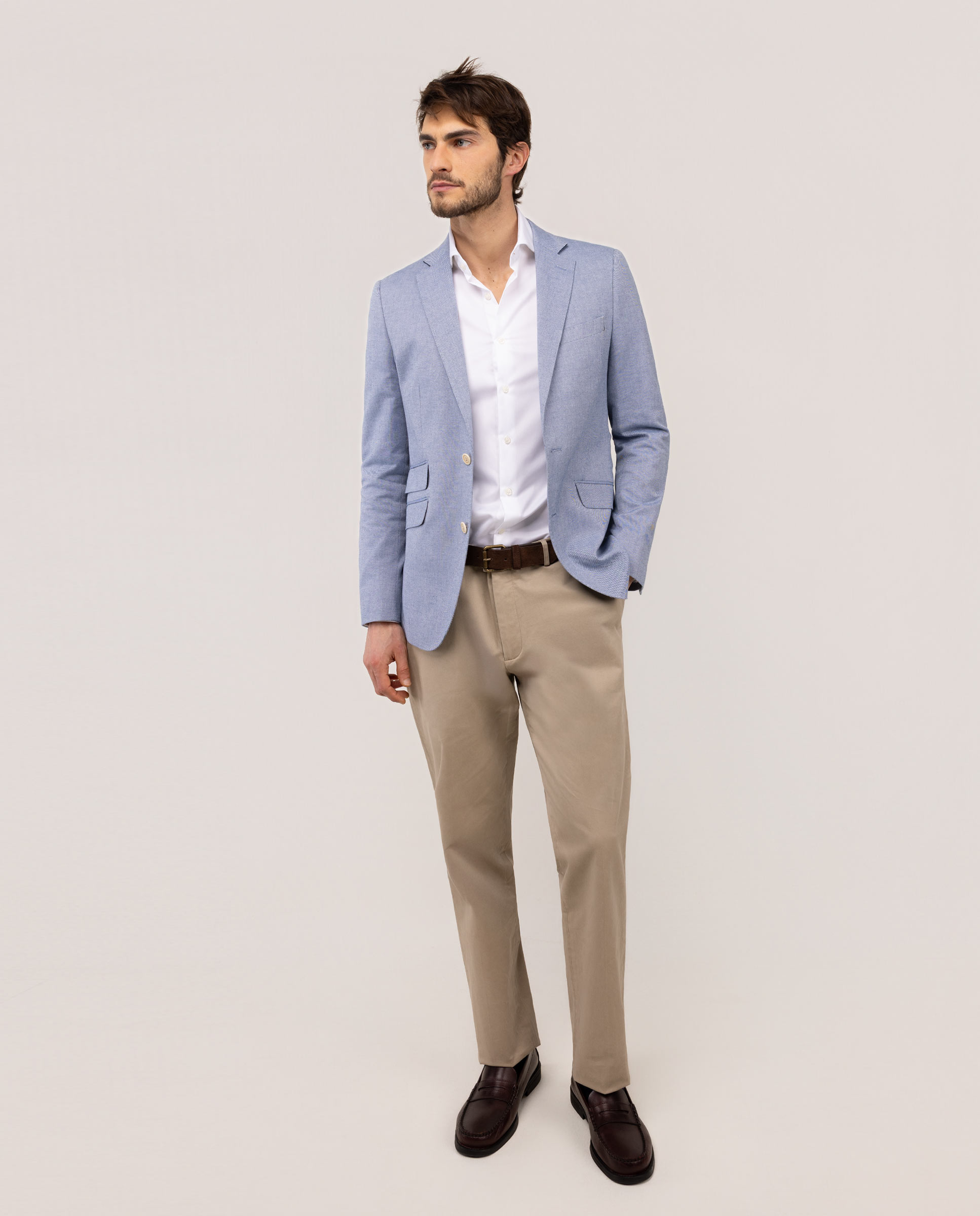 Blazer Oxford Liso Azul-2