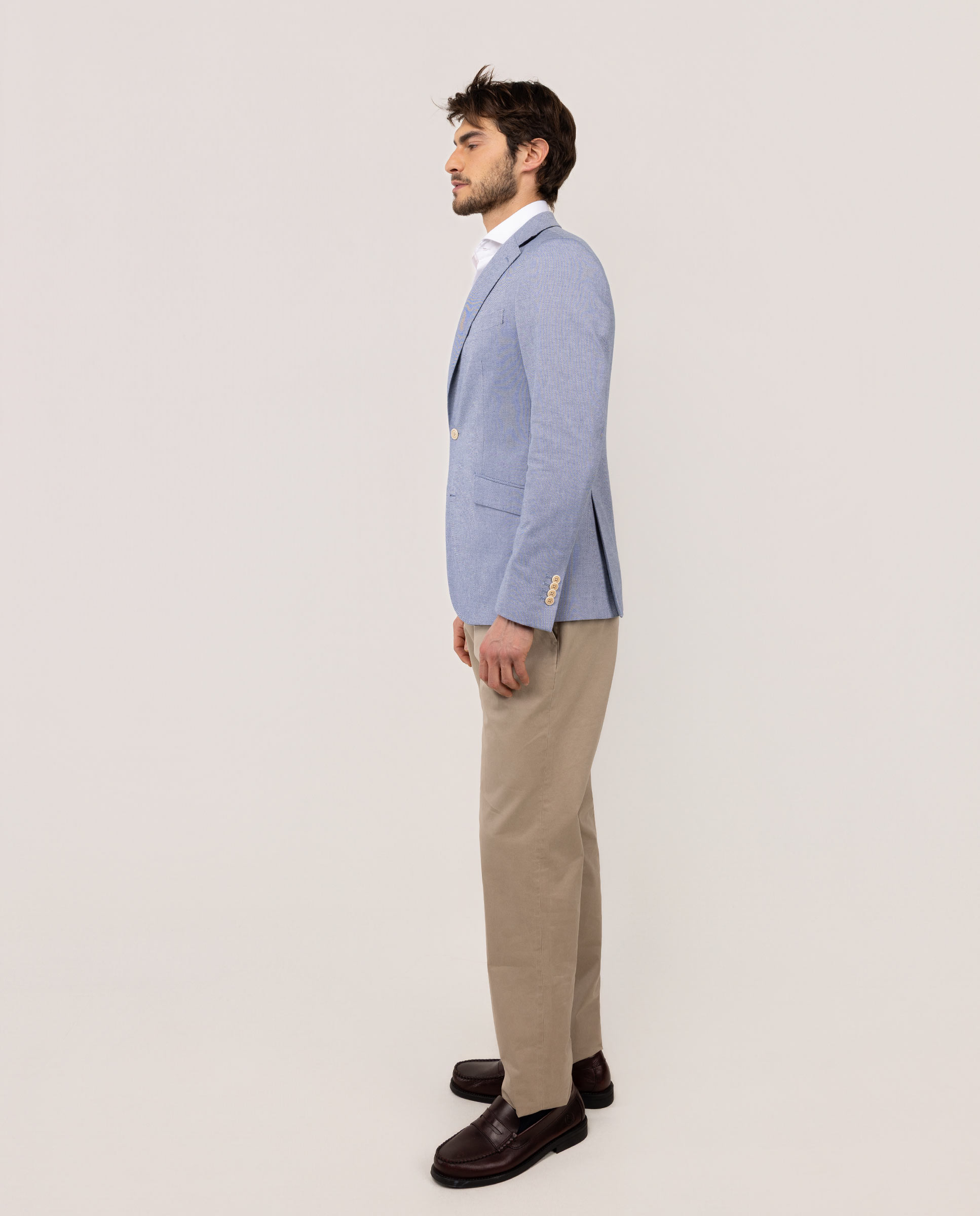 Blazer Oxford Liso Azul-3