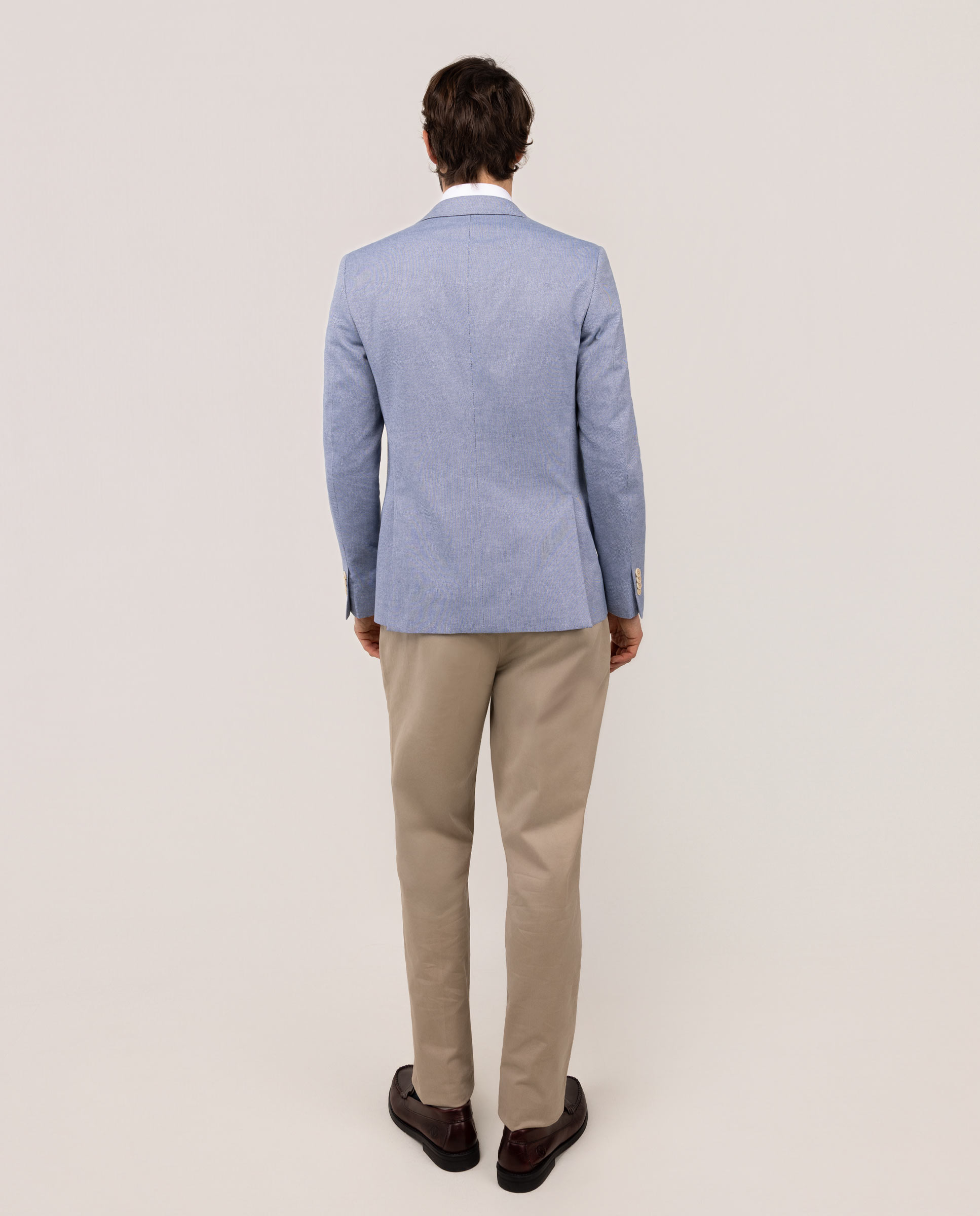 Blazer Oxford Liso Azul-4
