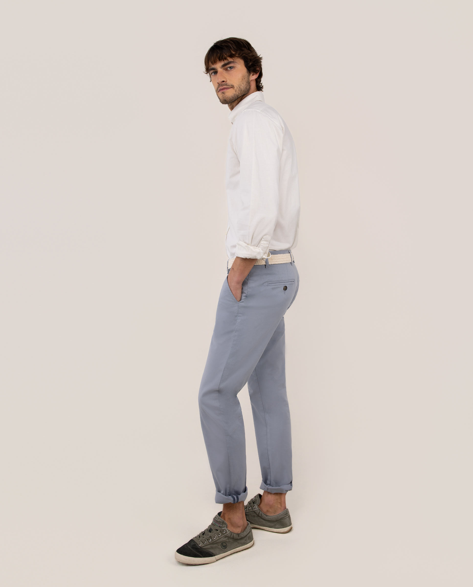 Calças Chino Lisas Azul-claro-3