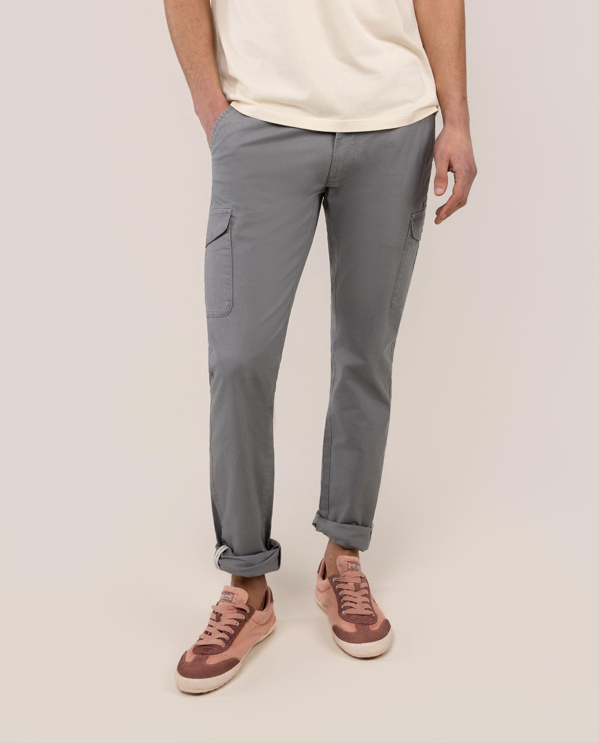 Calças Cargo Lisas Azul-antracite-2