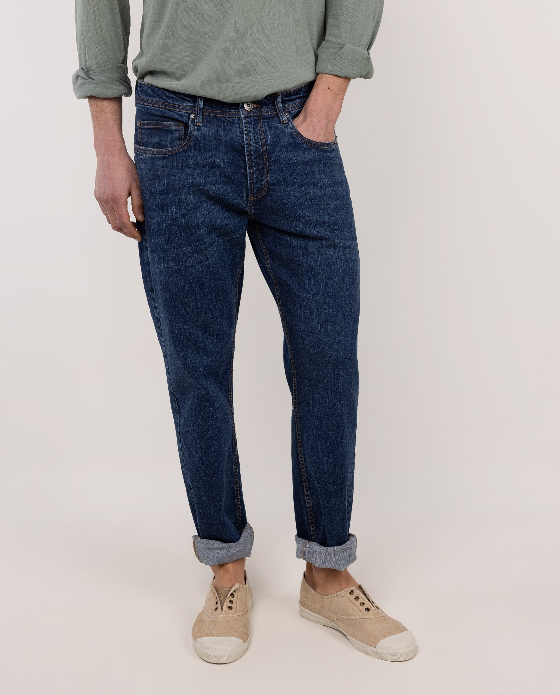Calças Denim Lisas Azul denim-2