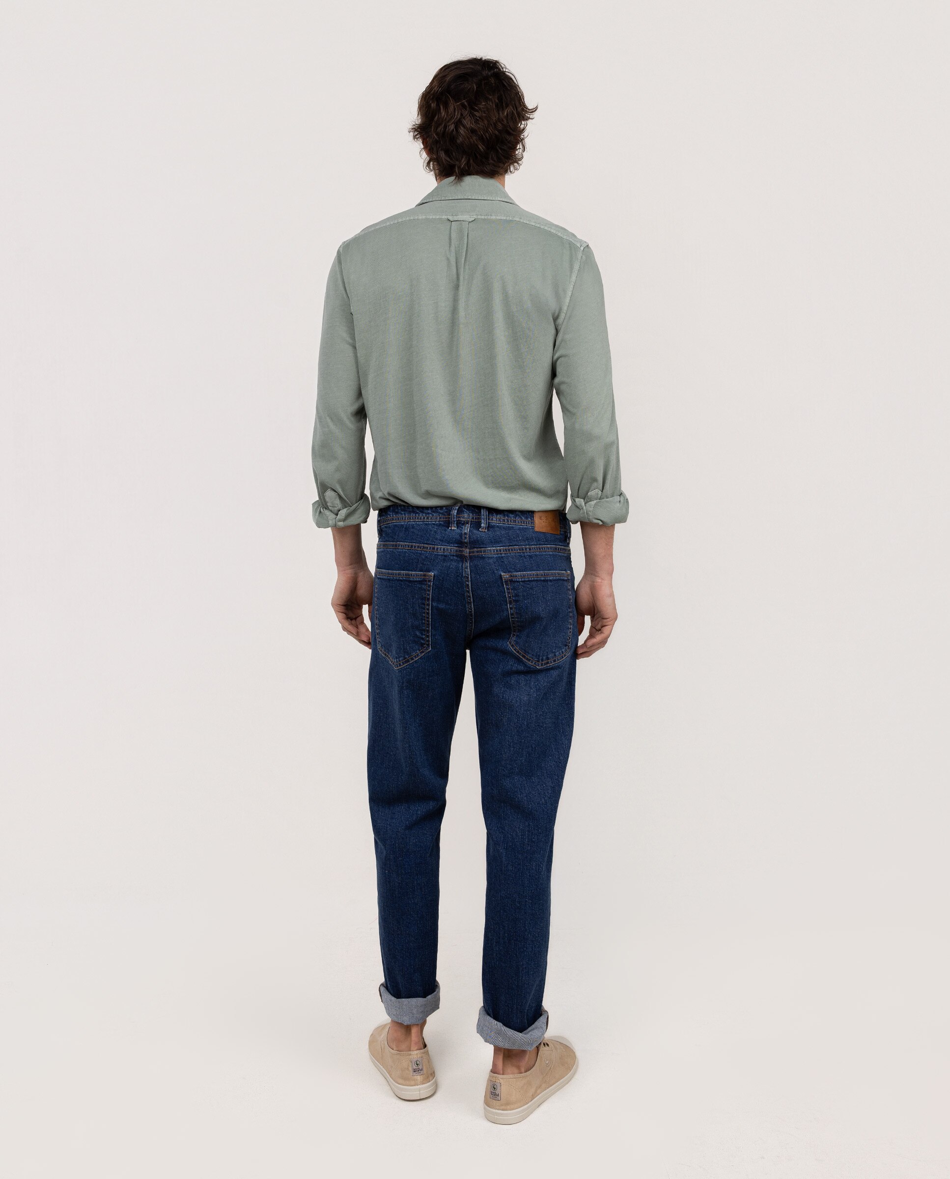 Calças Denim Lisas Azul denim-3