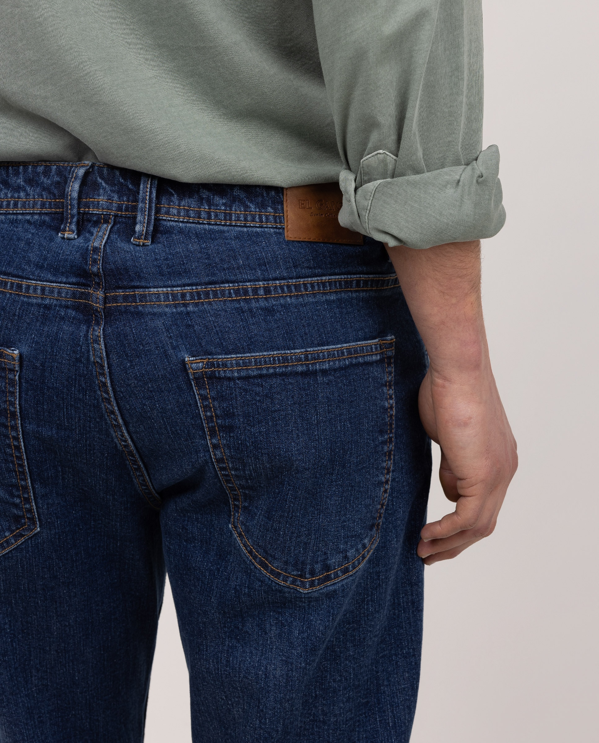 Calças Denim Lisas Azul denim-4