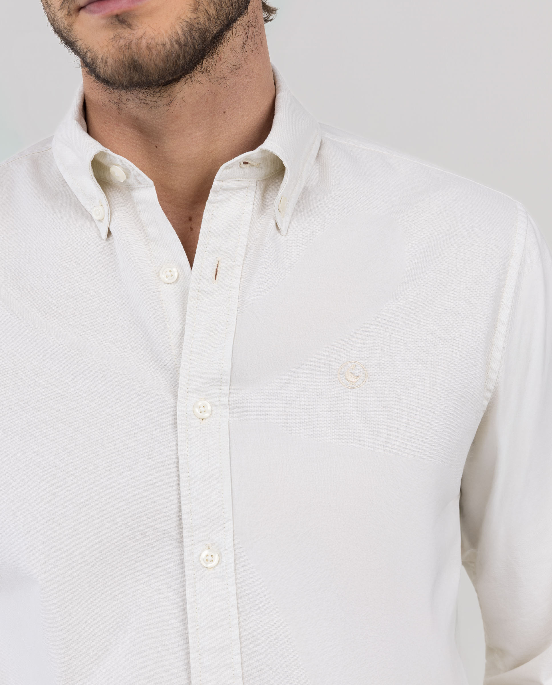 Camisa Garment Dyed Button Down Bege-2