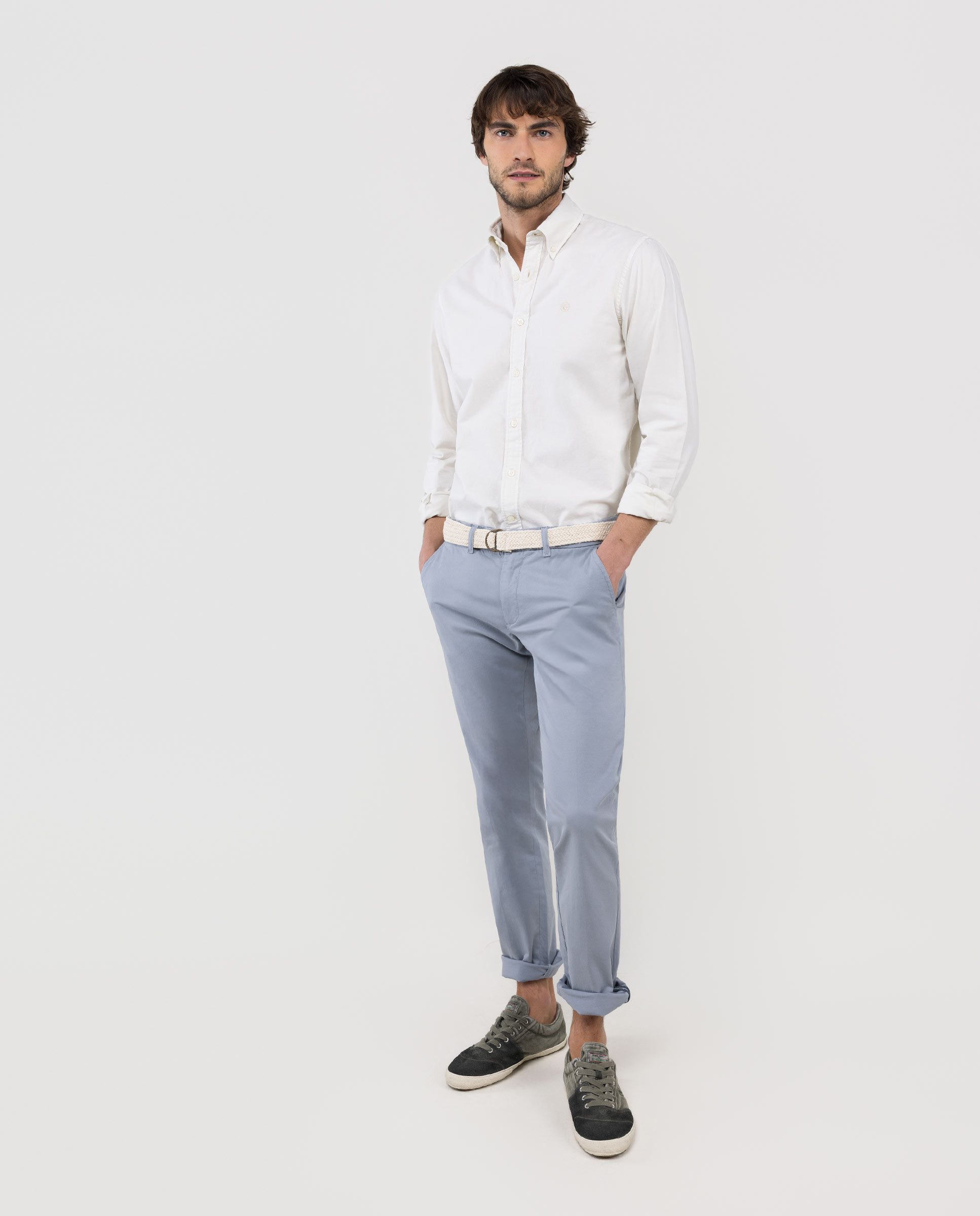 Camisa Garment Dyed Button Down Bege-3