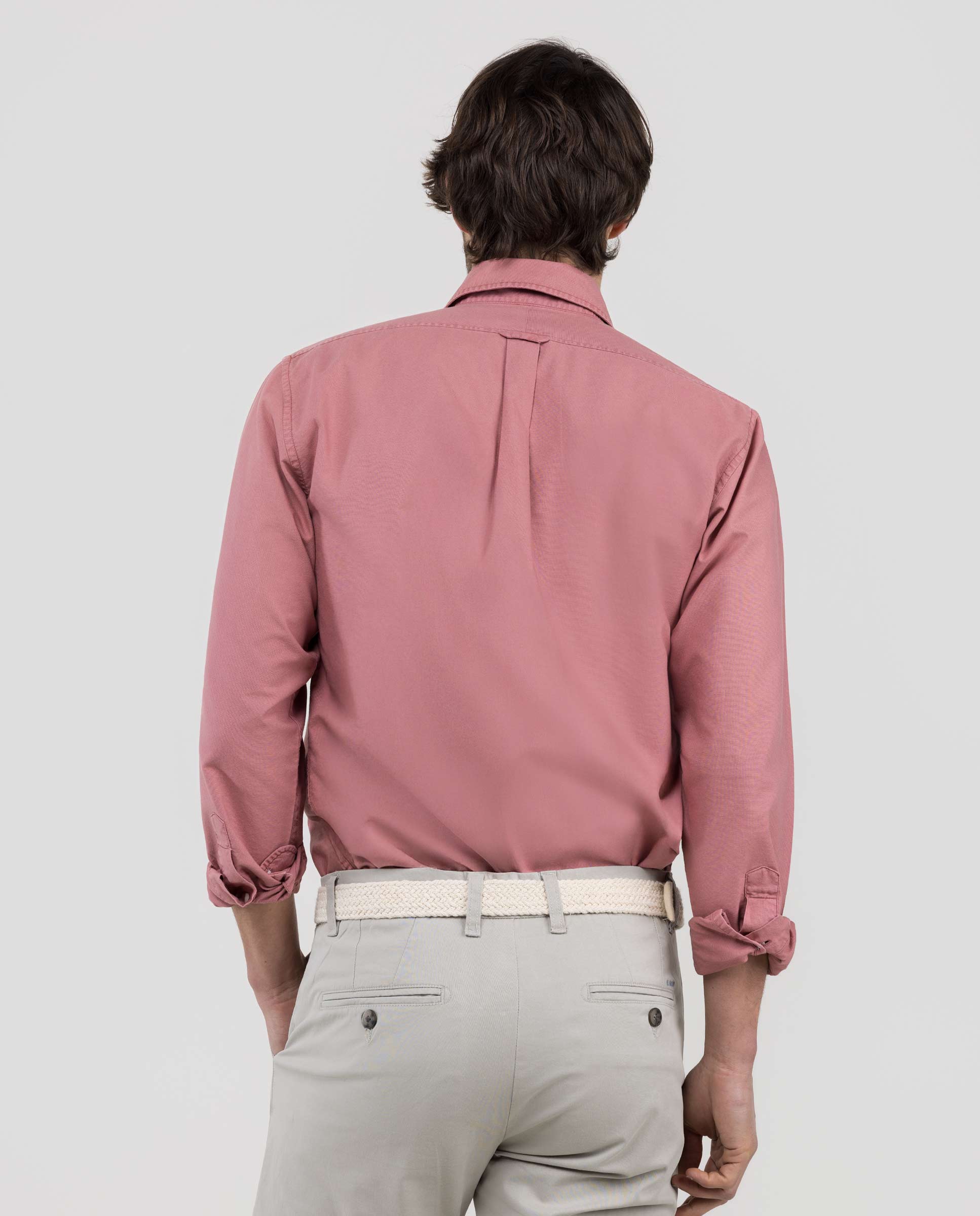 Camisa de Algodão Garment Dyed Button Down Rosa-4