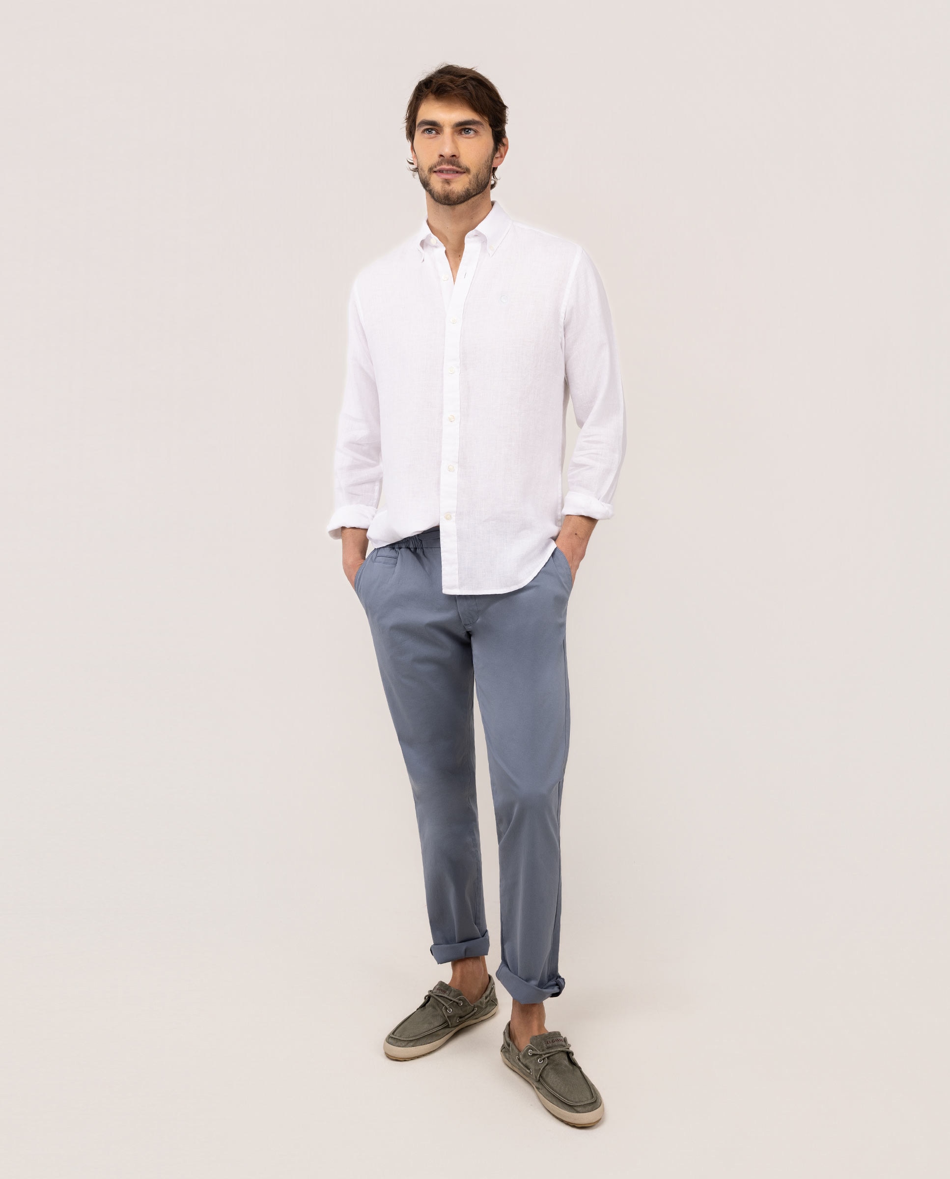 Camisa de Linho Garment Dyed Branco-2