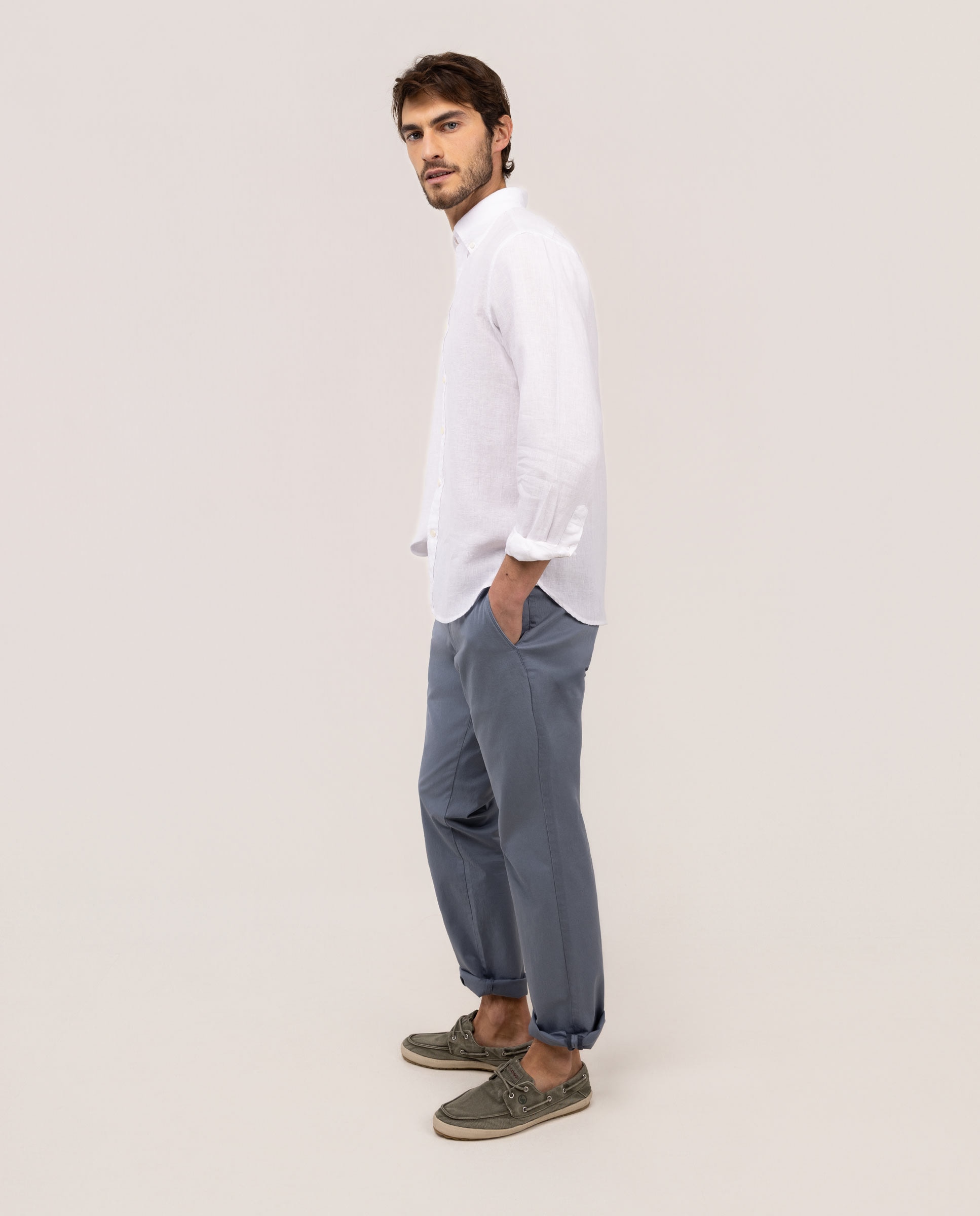 Camisa de Linho Garment Dyed Branco-3