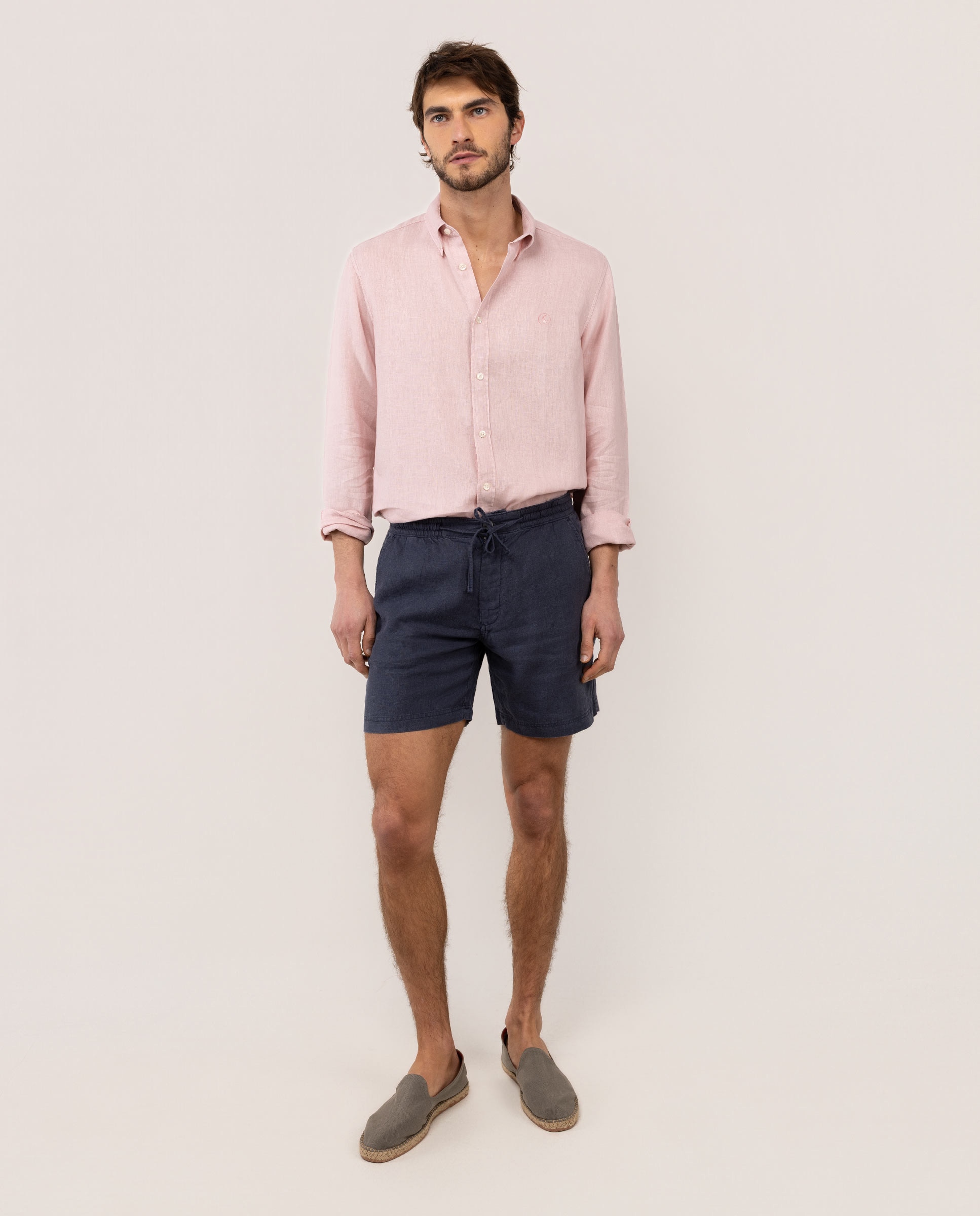 Camisa de Linho Garment Dyed Rosa-claro-2