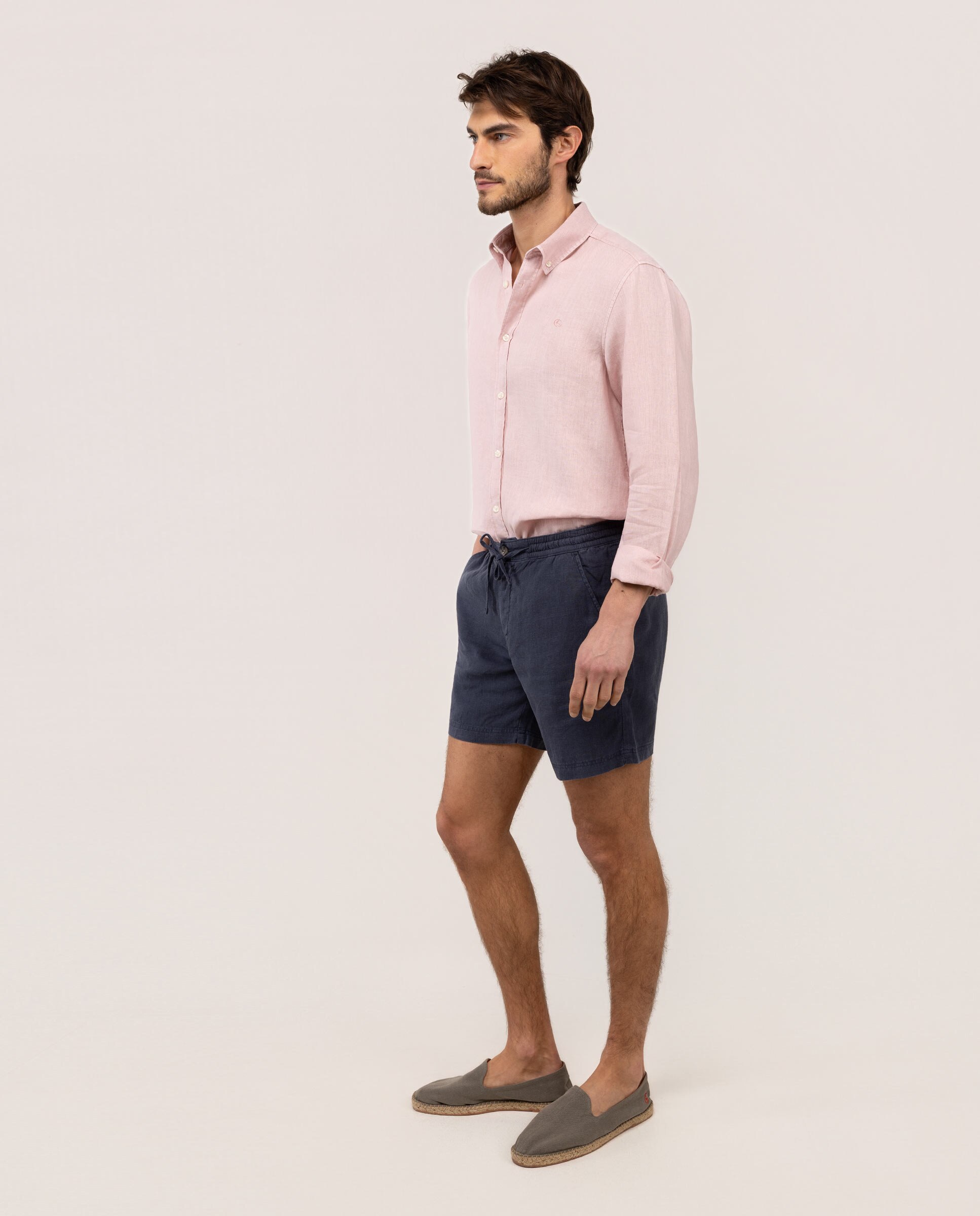 Camisa de Linho Garment Dyed Rosa-claro-3