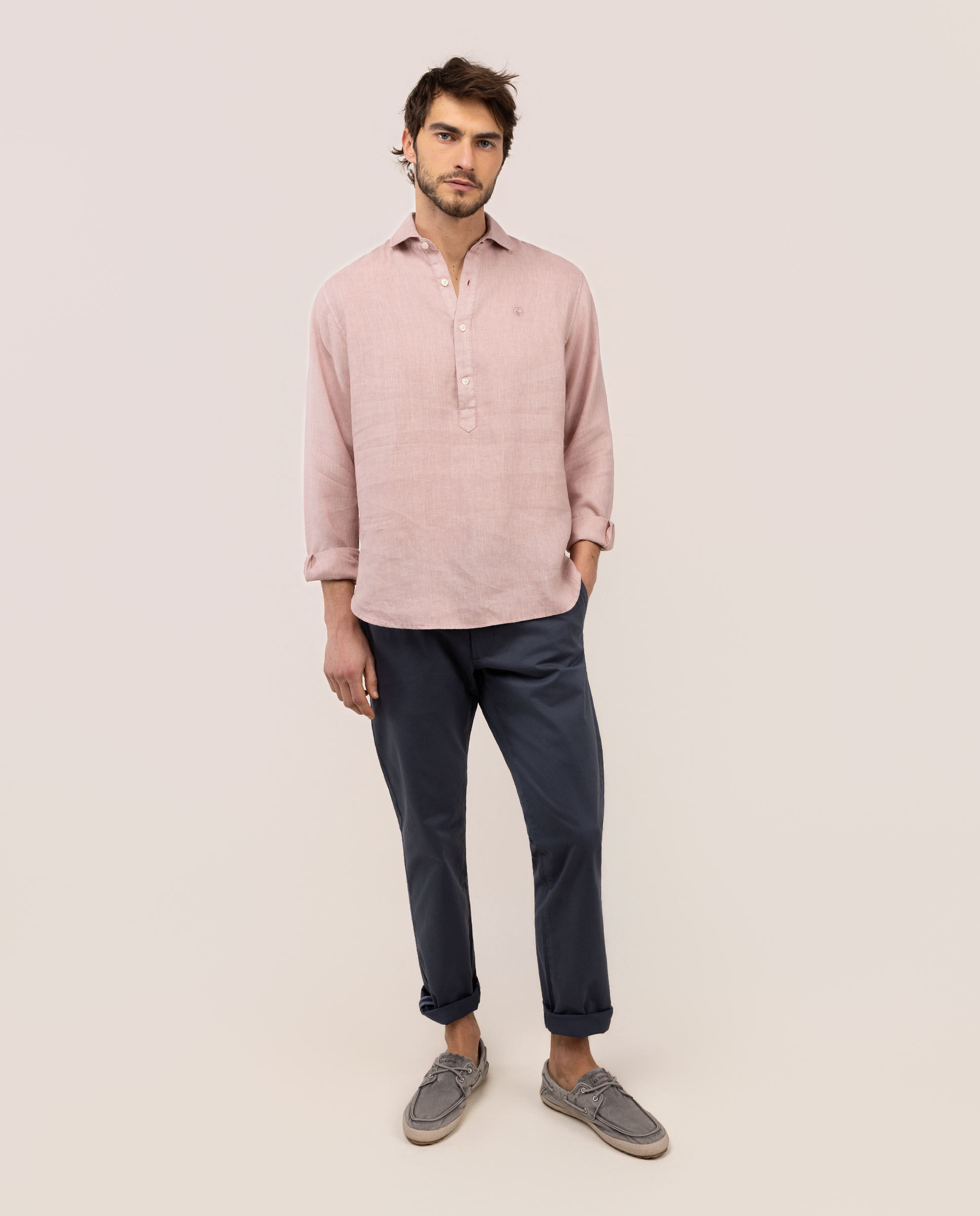 Camisa Polera de Linho Rosa-2