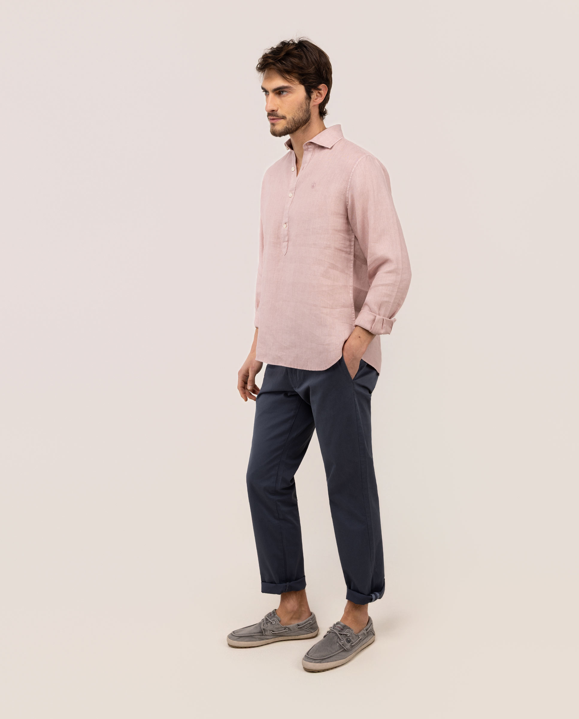Camisa Polera de Linho Rosa-3