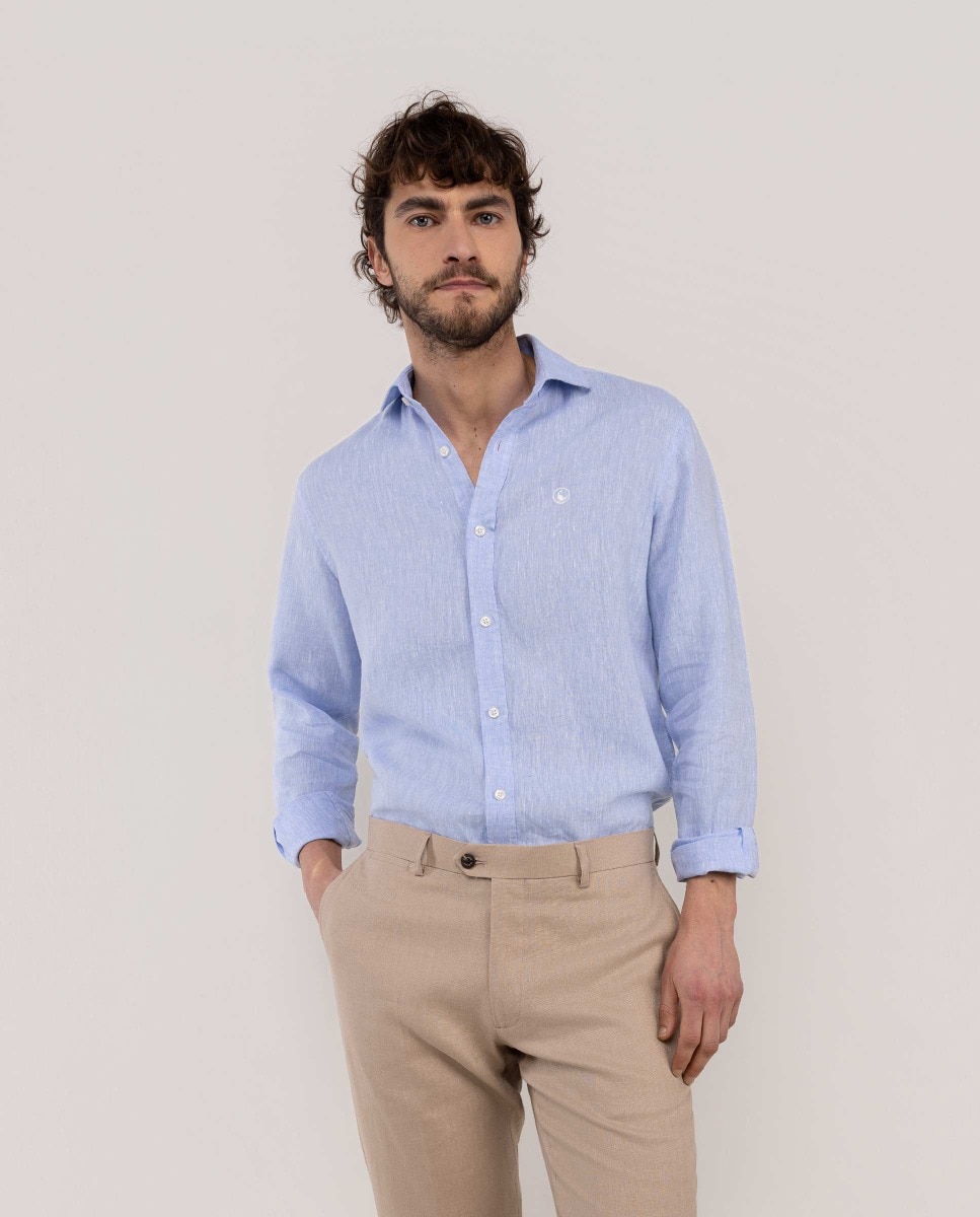 Imagem 0 de Camisa de Linho com Gola Italiana