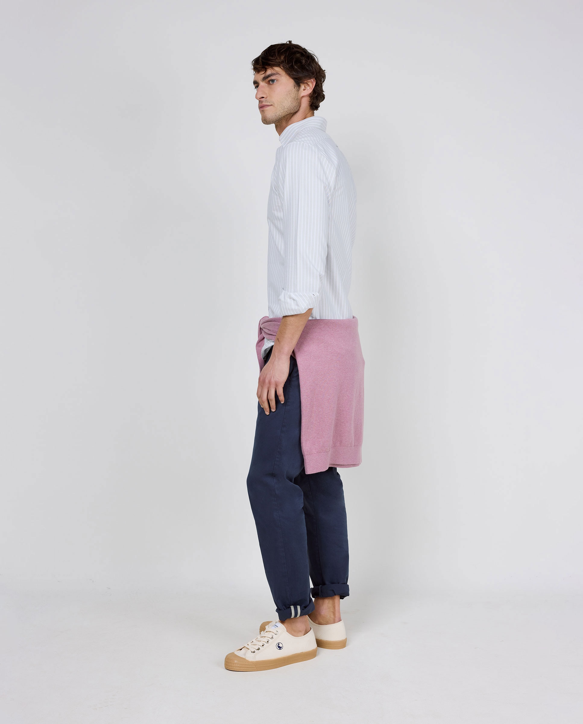 Camisa Oxford Às Riscas Butcher Branco-3