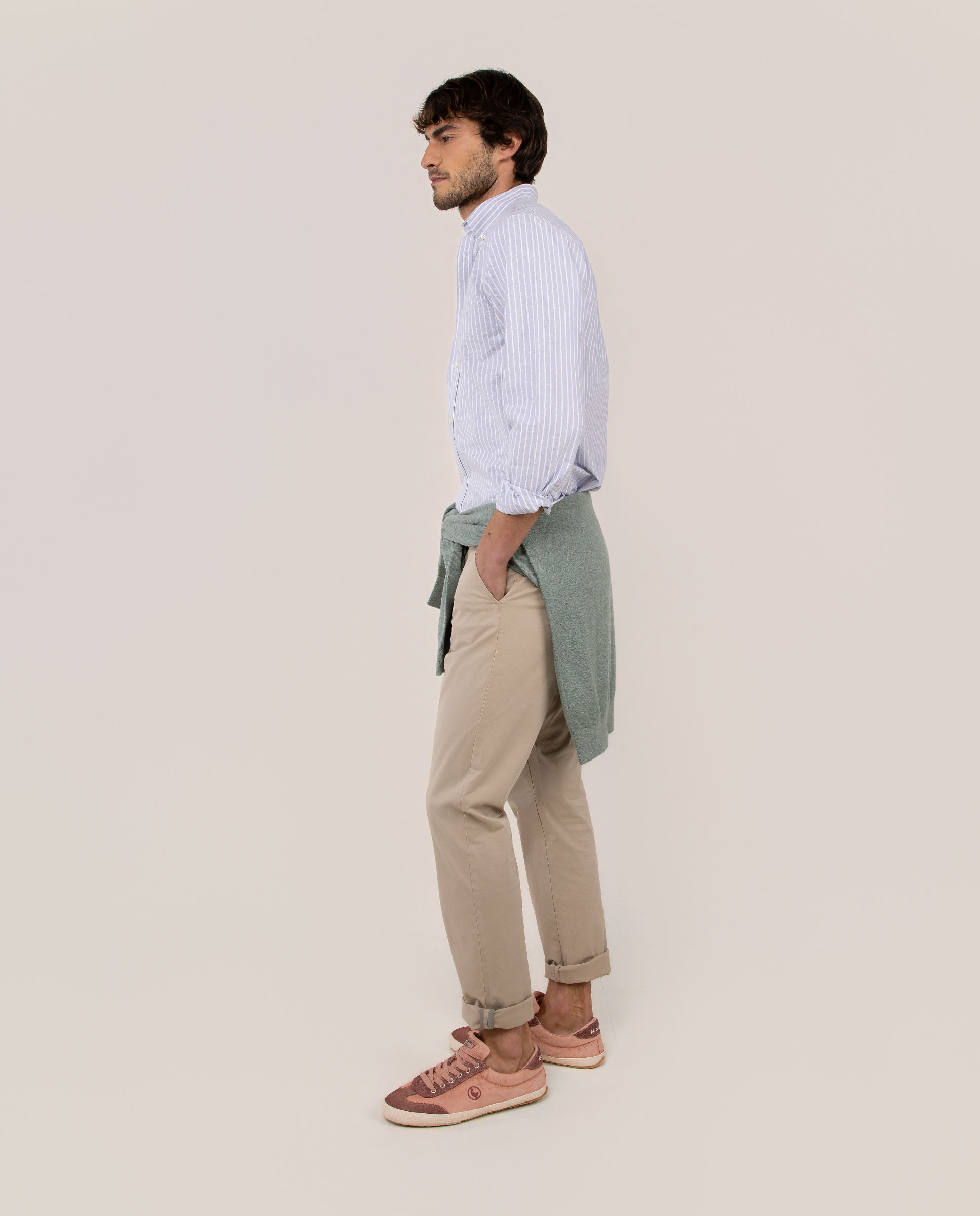 Camisa Oxford Às Riscas Butcher Azul-3