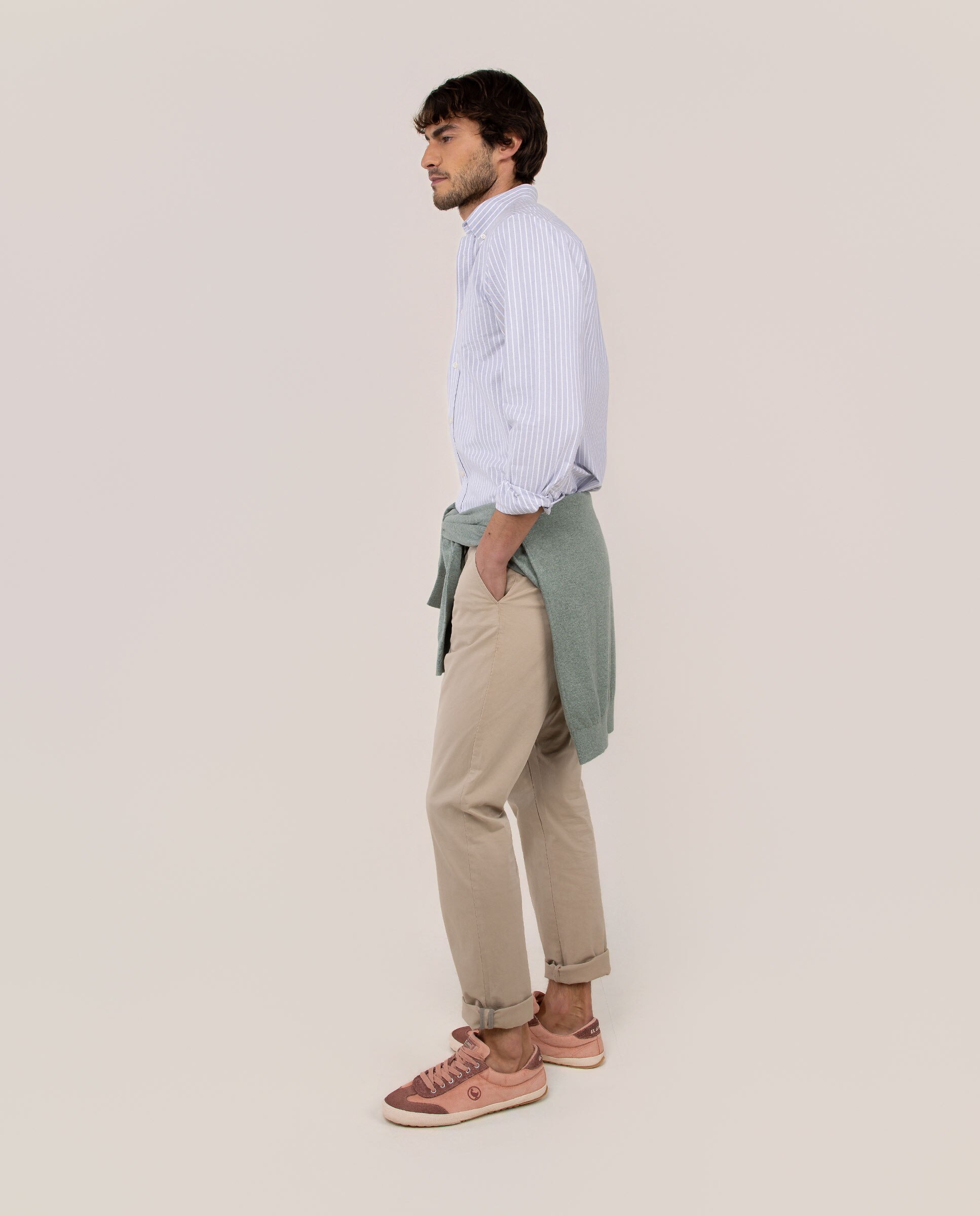 Camisa Oxford Às Riscas Butcher Azul-3