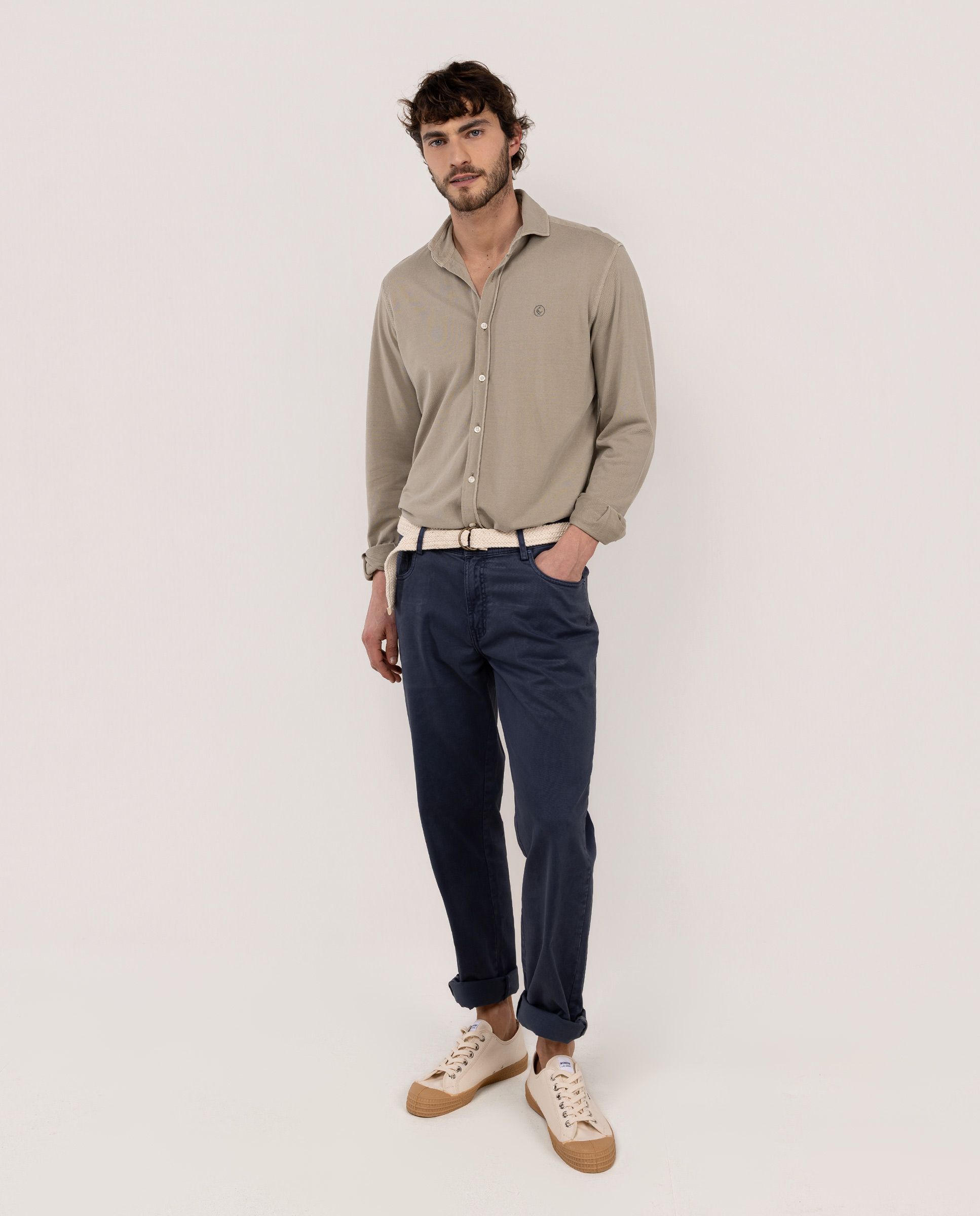 Camisa Piqué Lisa Bege-2