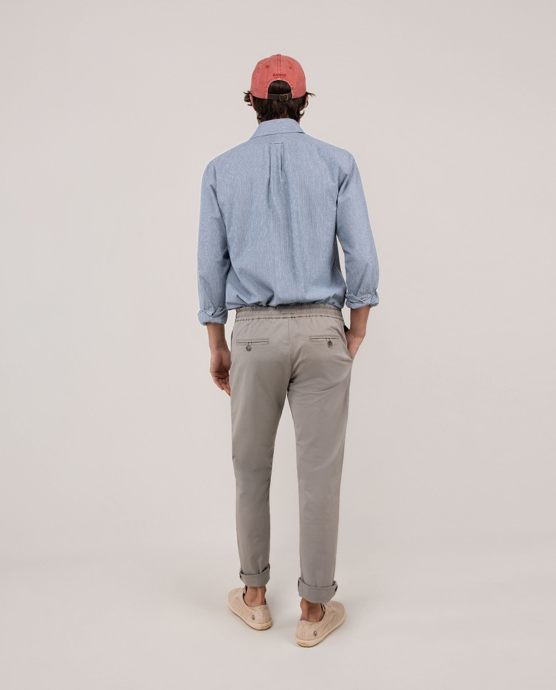 Camisa Denim Às Riscas Azul-3