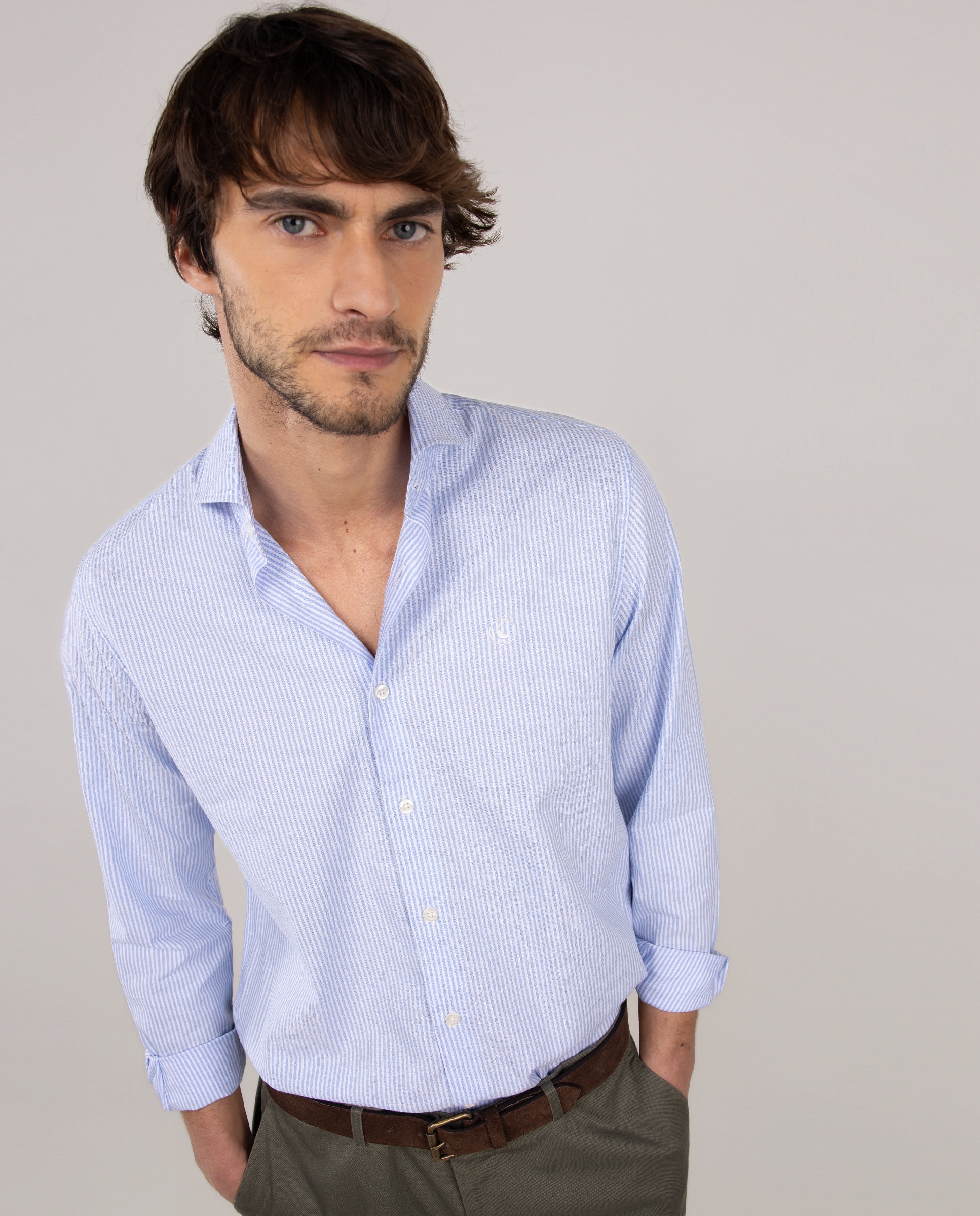Camisa Formal Às Riscas Azul-celeste-4