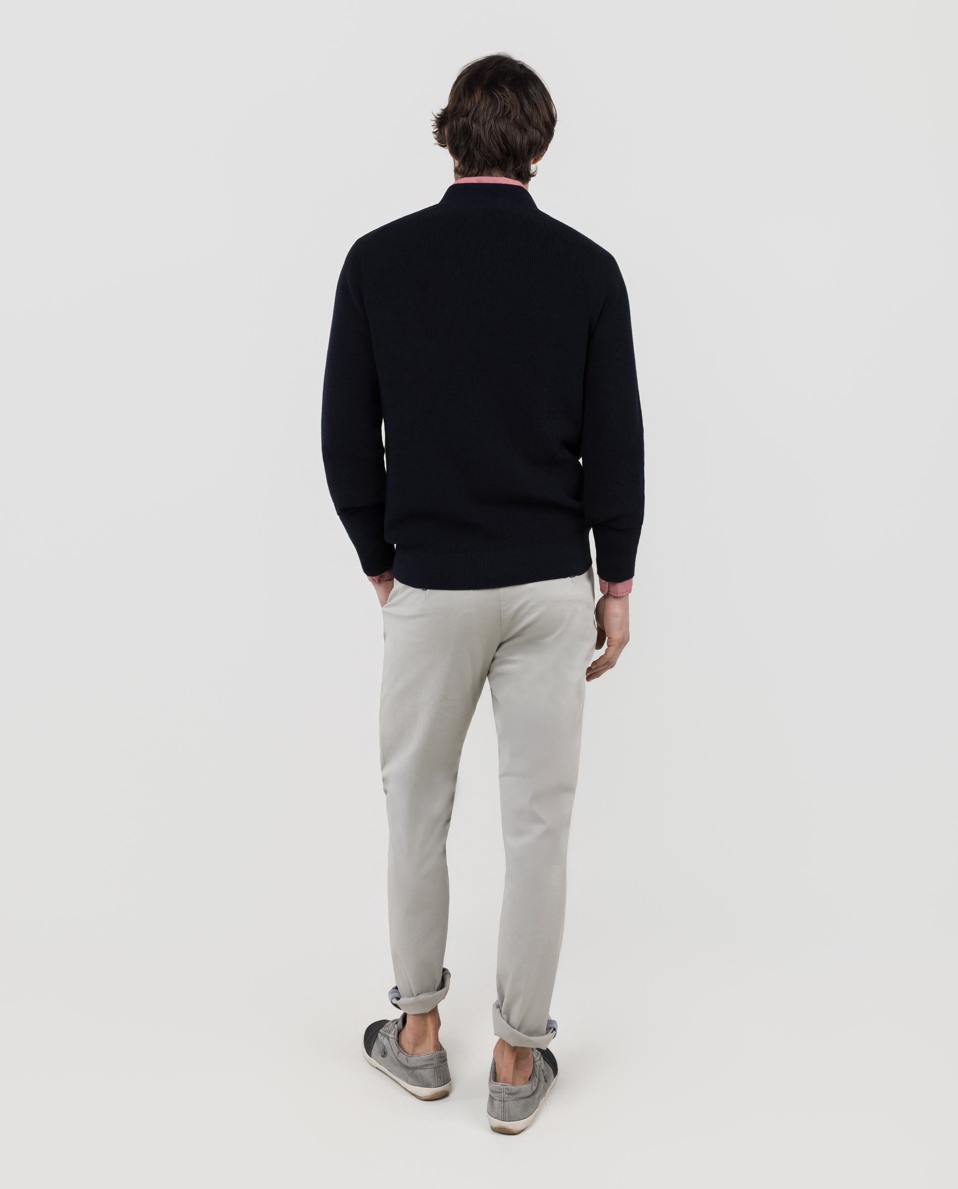 Camisola de Malha Inglesa com Fecho Zip Azul-marinho-4