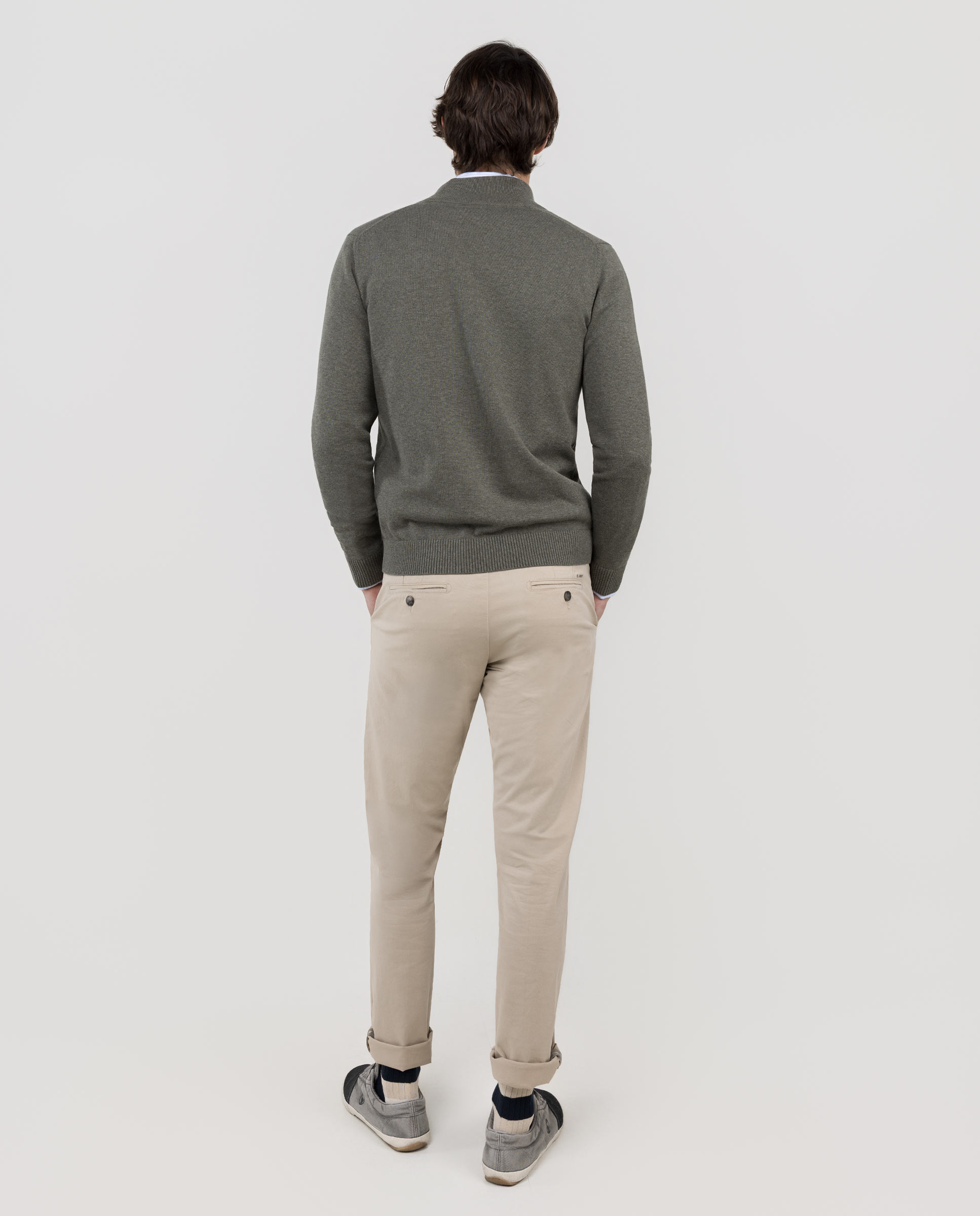 Cárdigan Liso com Fecho Zip Verde-4
