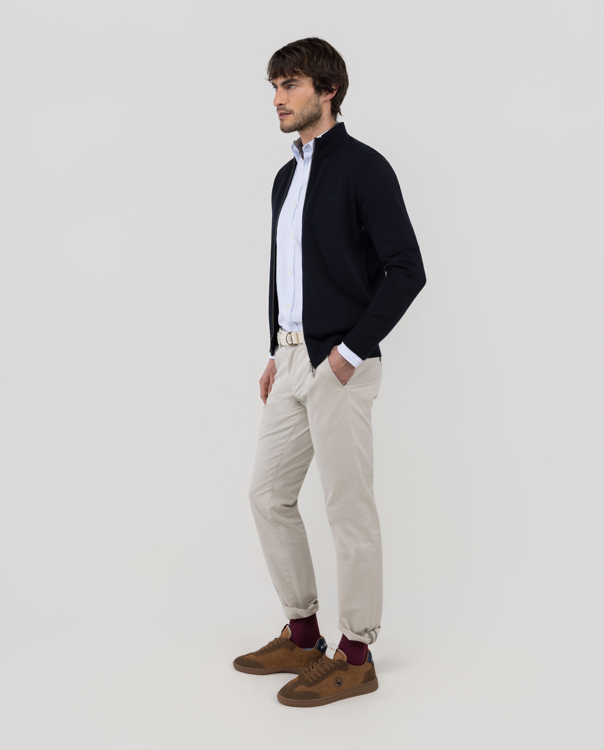 Cárdigan Liso com Fecho Zip Azul-marinho-3
