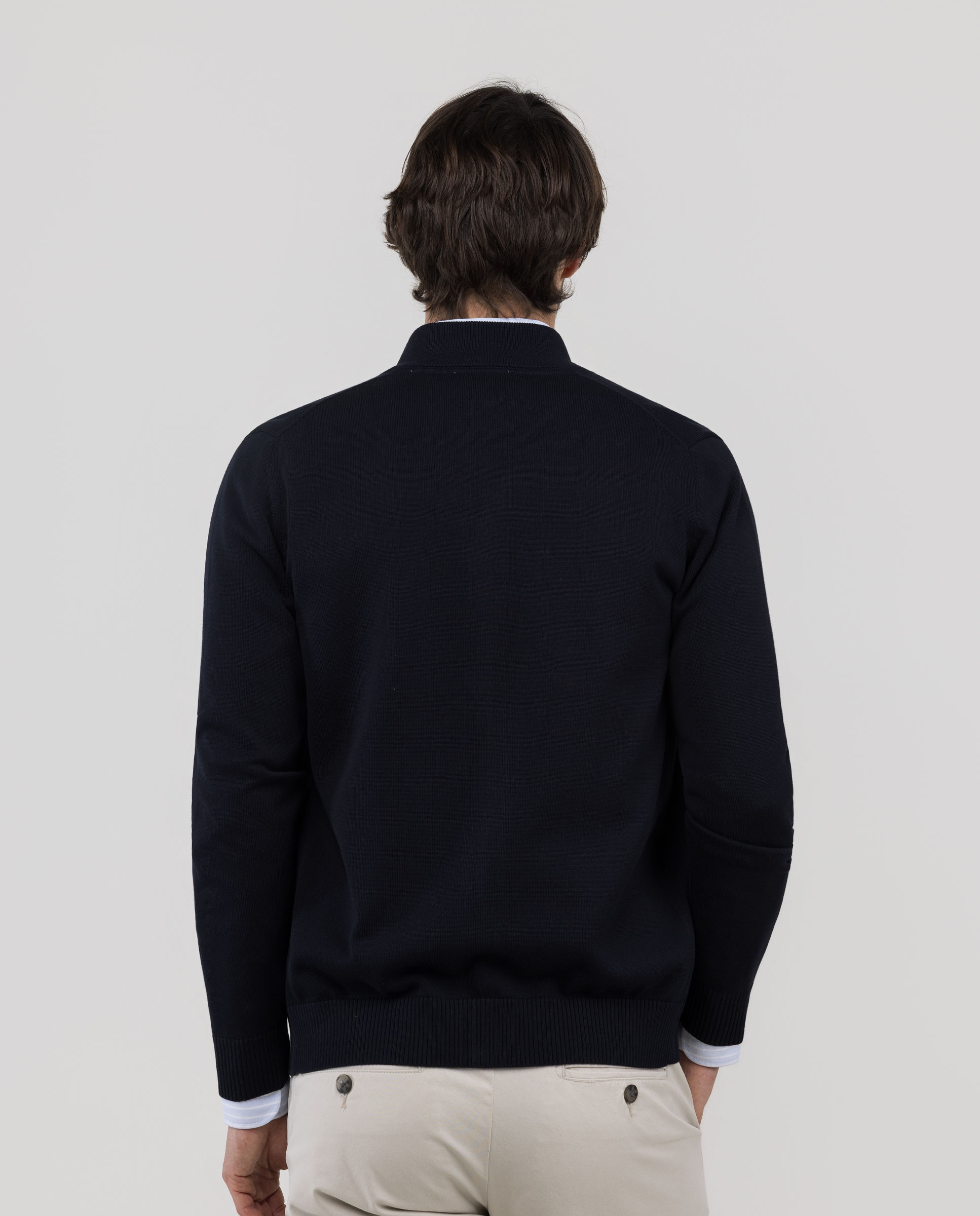 Cárdigan Liso com Fecho Zip Azul-marinho-4